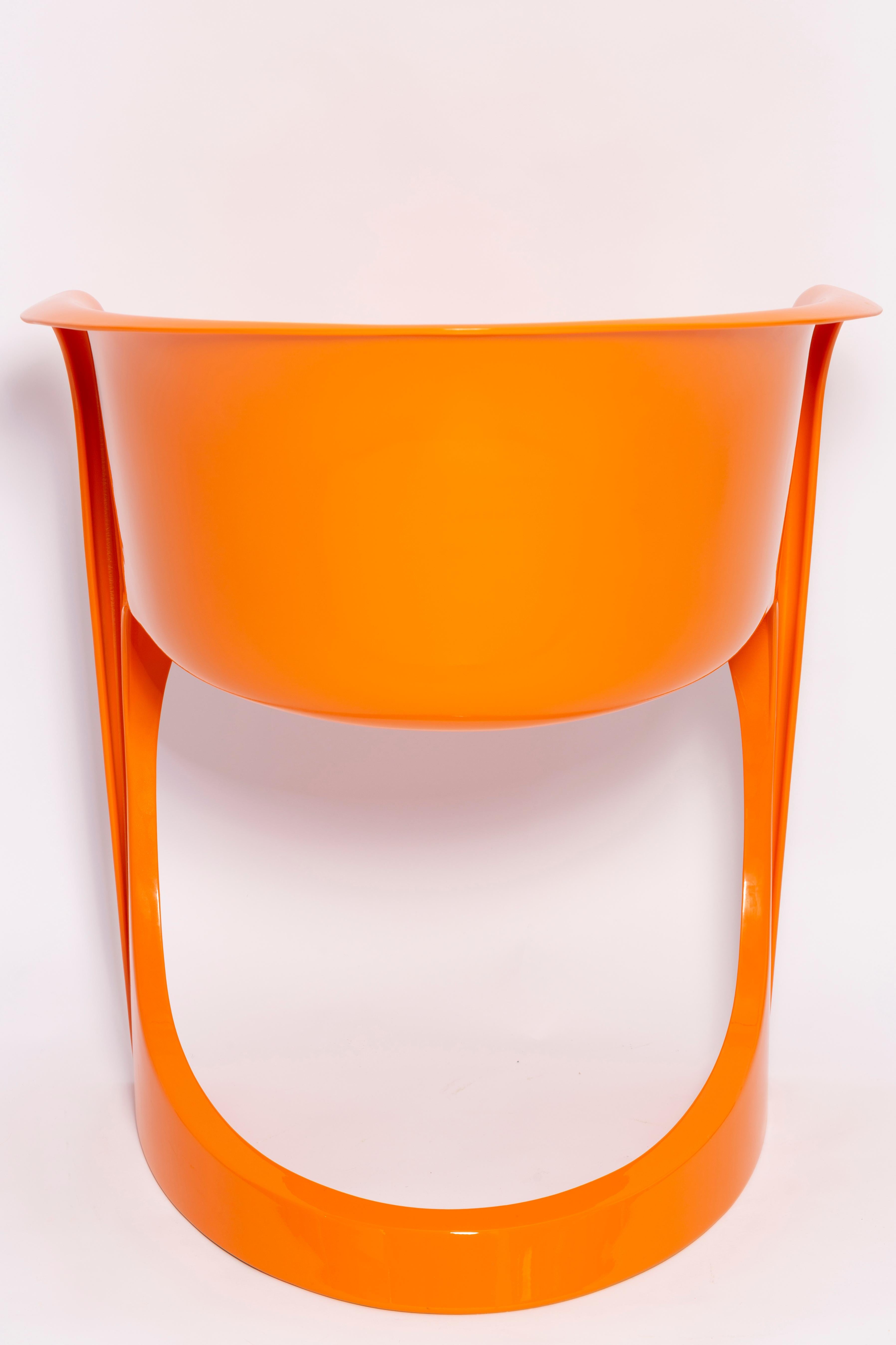 Plastic Set of Six Glossy Orange Cado Chairs, Steen Østergaard, 1974 For Sale
