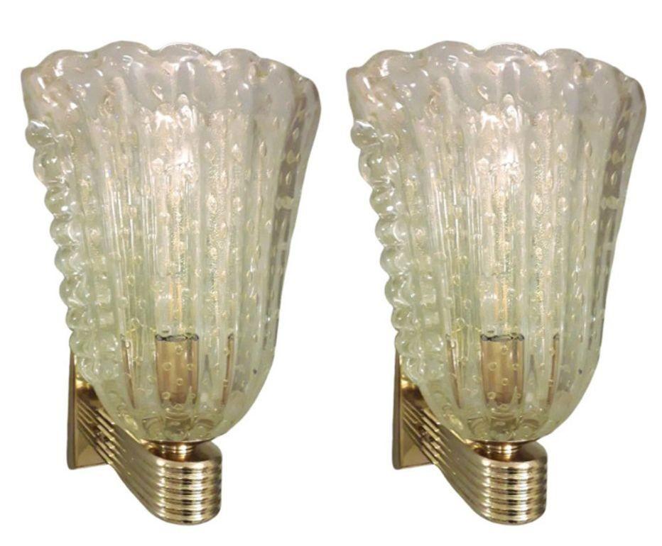 Set of Six Gold Bollicine Murano Sconces by Barovier e Toso. Italy, 1950's. Italiano en venta