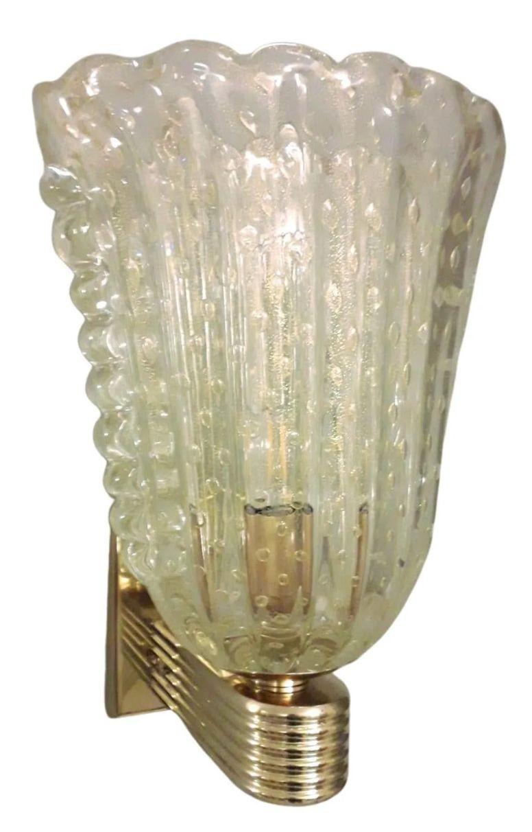 Set of Six Gold Bollicine Murano Sconces by Barovier e Toso. Italy, 1950's. en Excelente estado para la venta en Los Angeles, CA