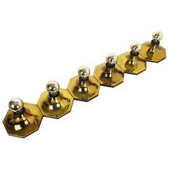 Set of Six Golden Cubic Wall Lights by Motoko Ishii for Staff Lights, 1970