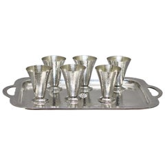 Set von sechs Gorham-Kröten aus Sterlingsilber und passendem Tablett