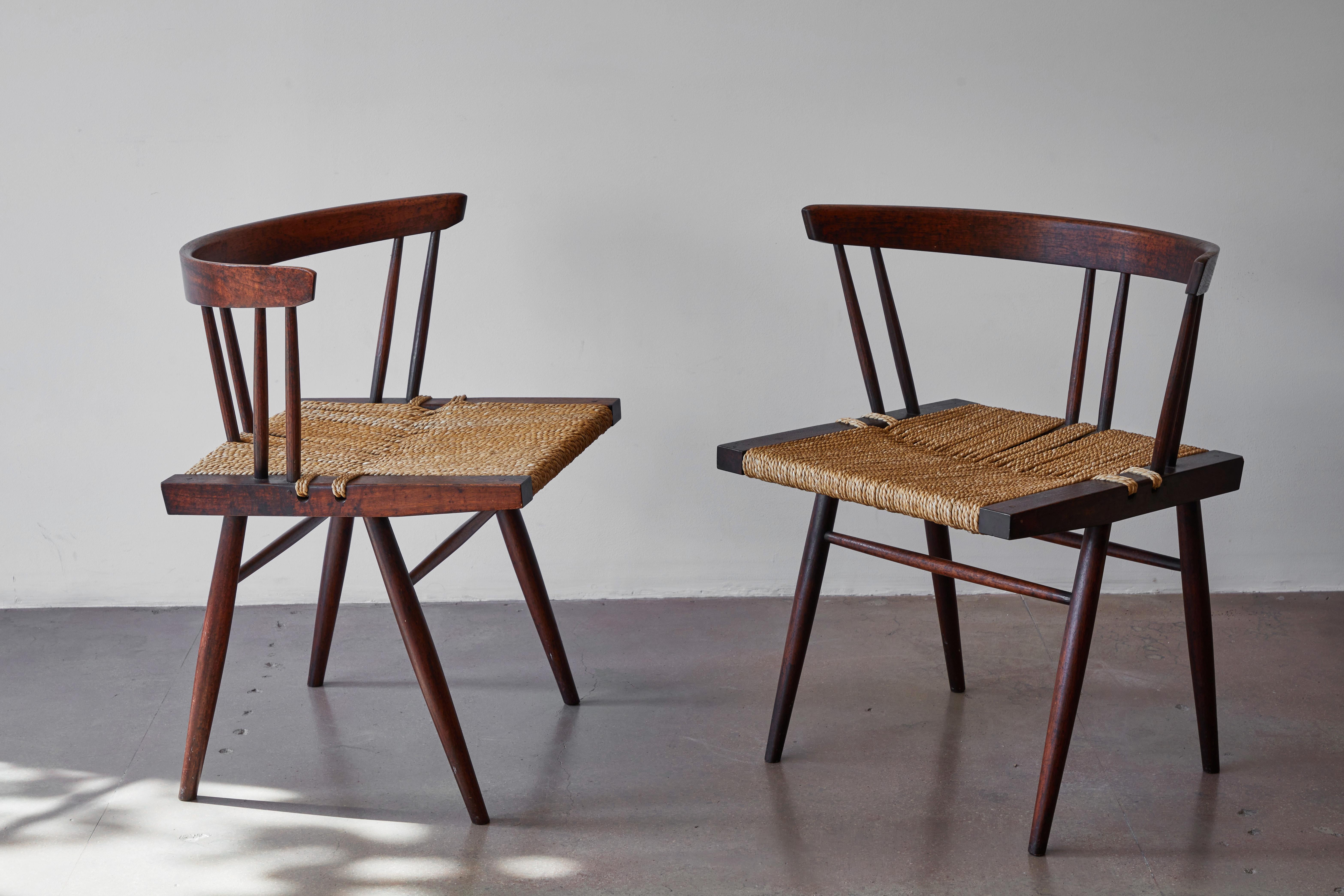 Cherry Set of Six Grass Seated Chairs by George Nakashima