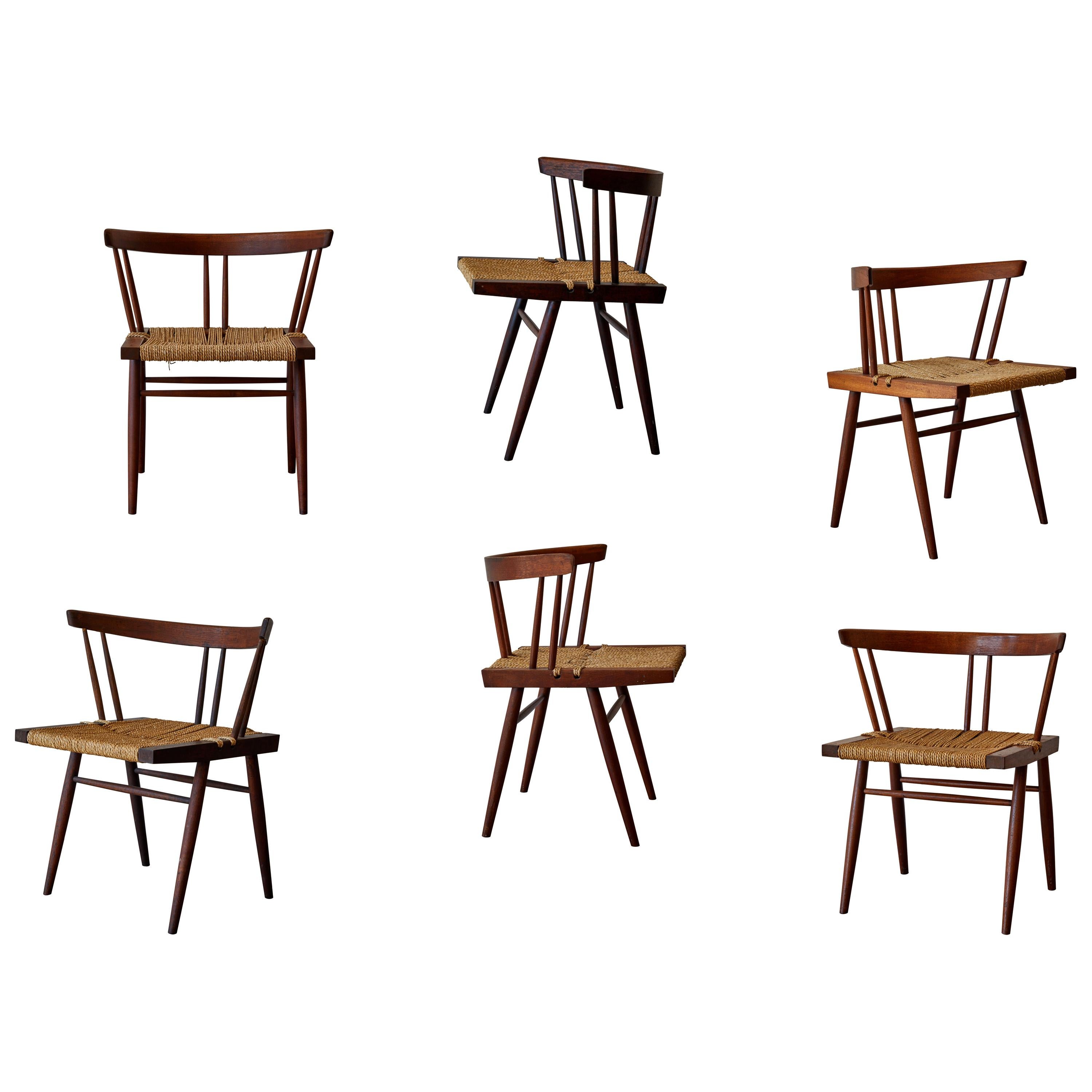 Set of Six Grass Seated Chairs by George Nakashima