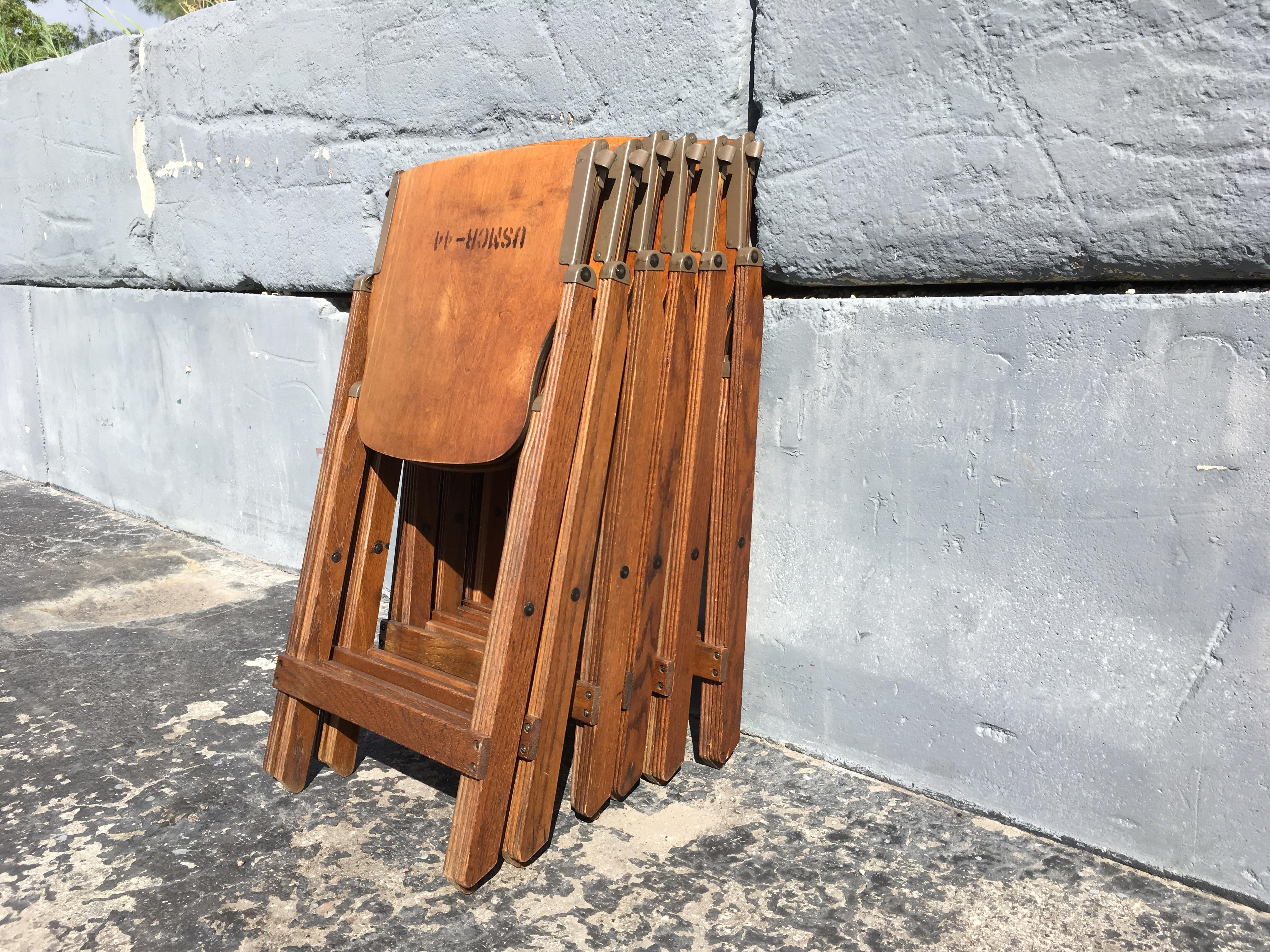 Set of Six Great Vintage Wood Folding Chairs 5