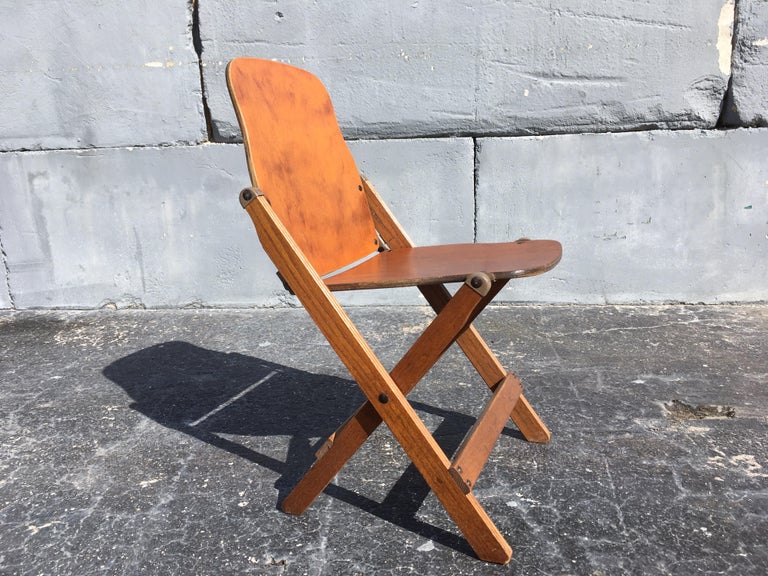 Set of Six Great Vintage Wood Folding Chairs For Sale at 1stDibs