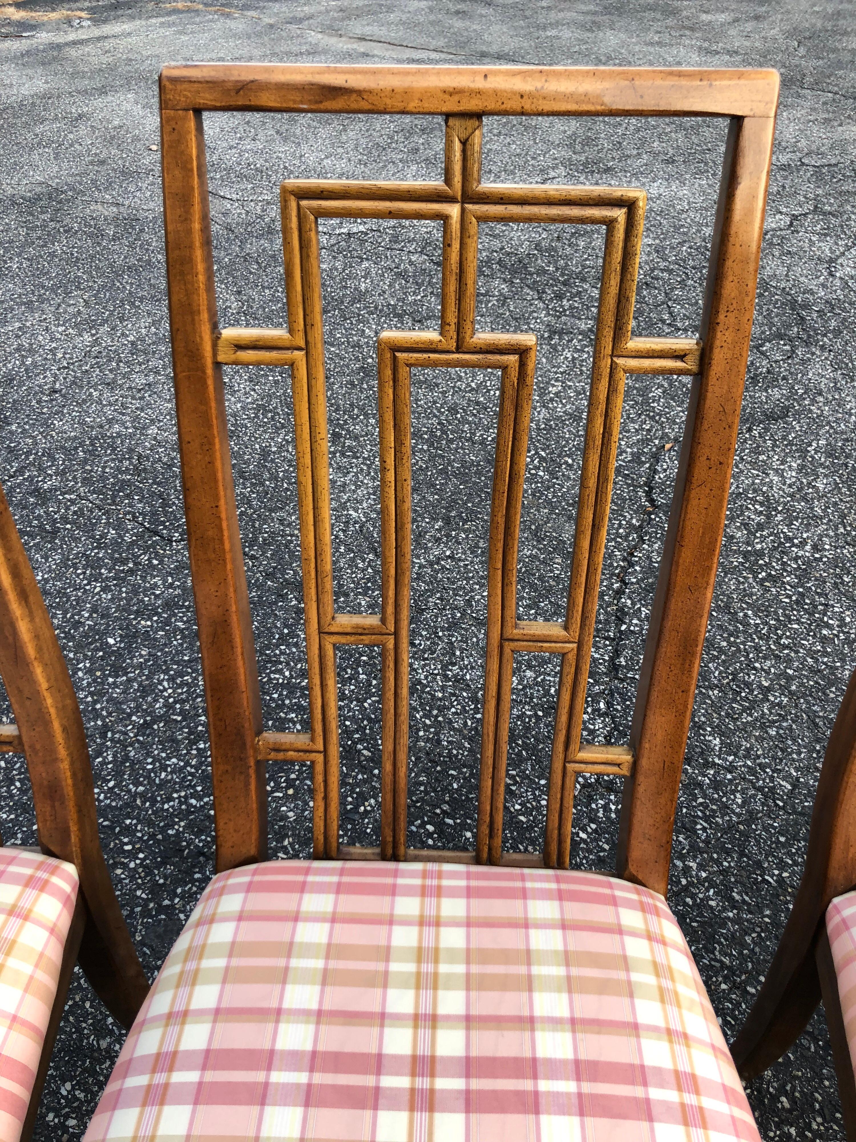 Set of Six Greek Key Mid-Century Wooden Dining Chairs 3