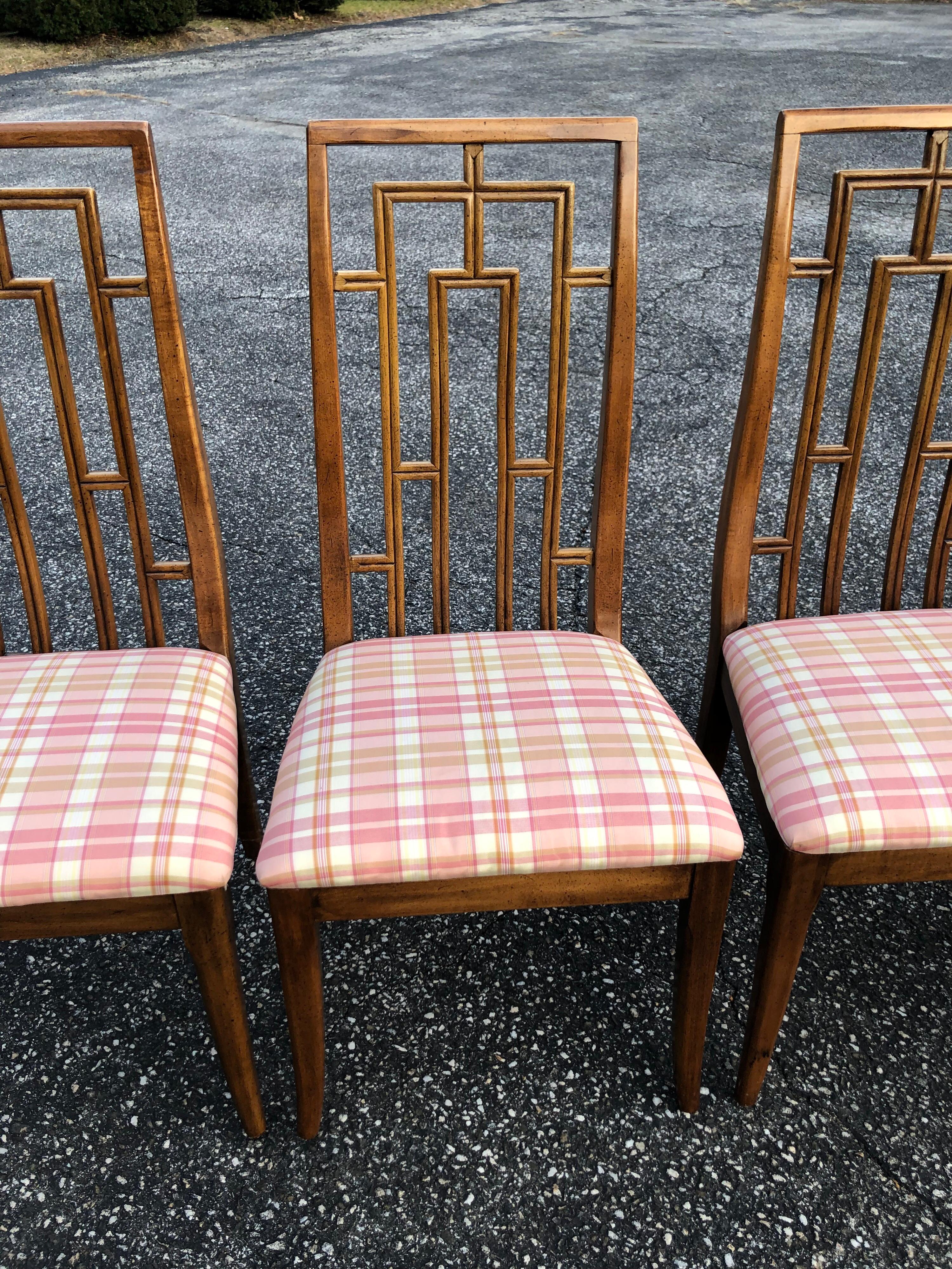 Set of Six Greek Key Mid-Century Wooden Dining Chairs 4