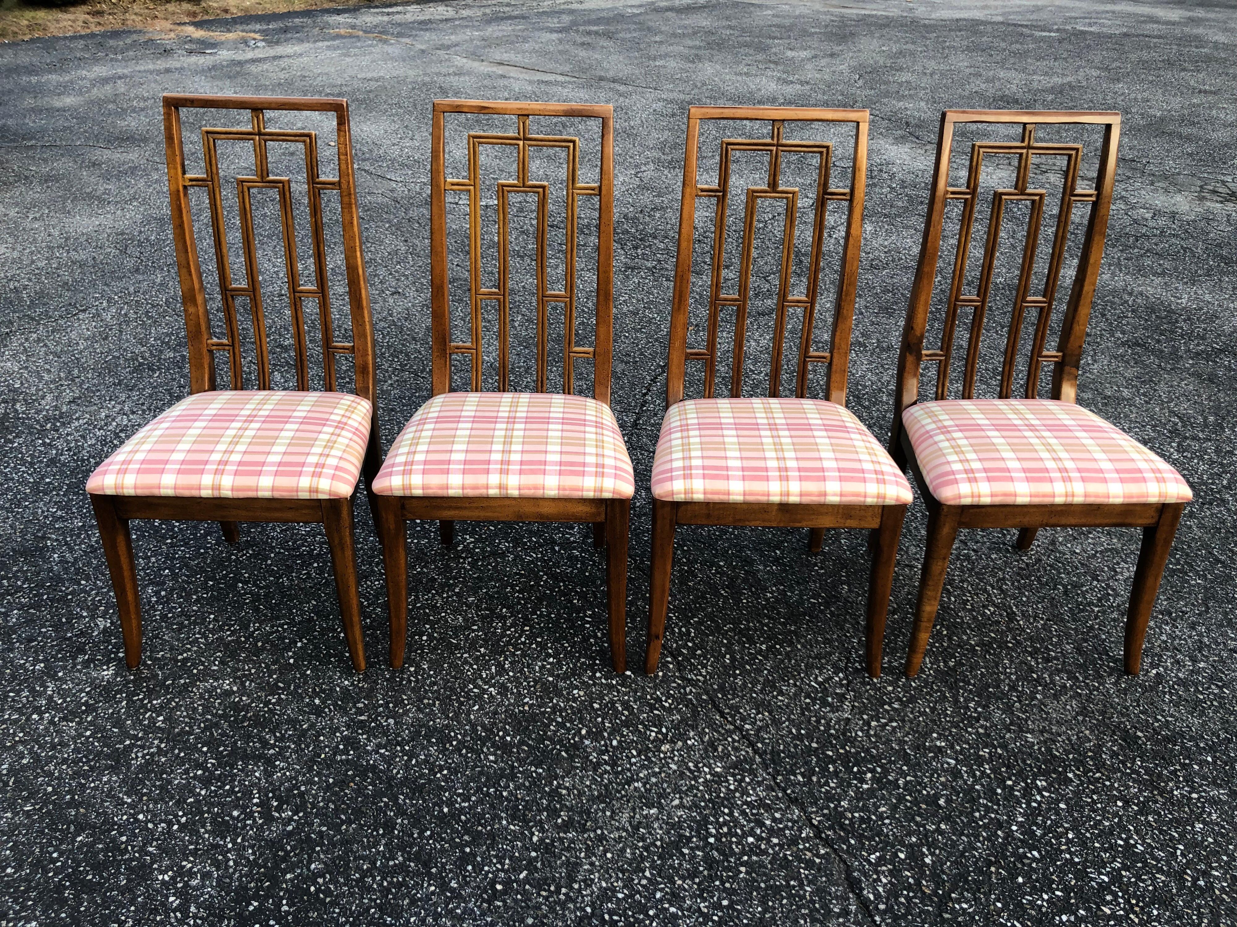 Late 20th Century Set of Six Greek Key Mid-Century Wooden Dining Chairs