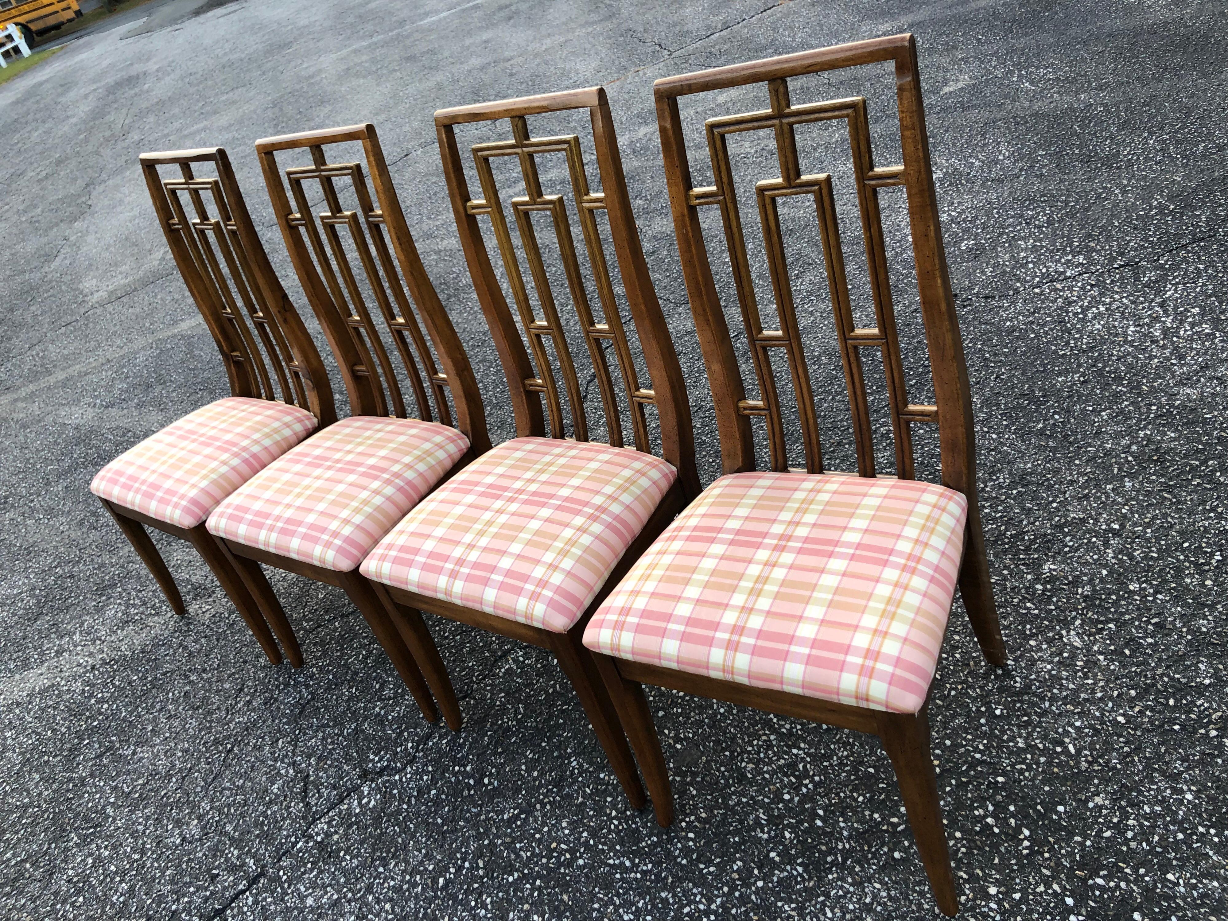 Set of Six Greek Key Mid-Century Wooden Dining Chairs 1