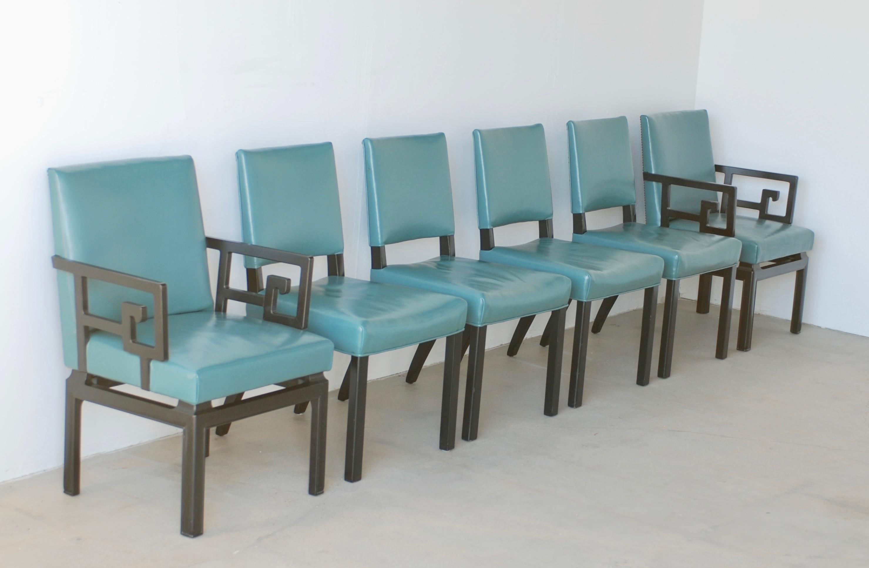 turquoise leather dining chair