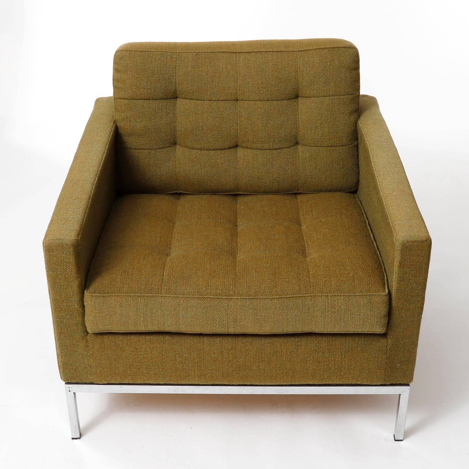 Mid-Century Modern Set of Six Green Florence Knoll Lounge Chairs 1205 S1, Knoll International, 1954