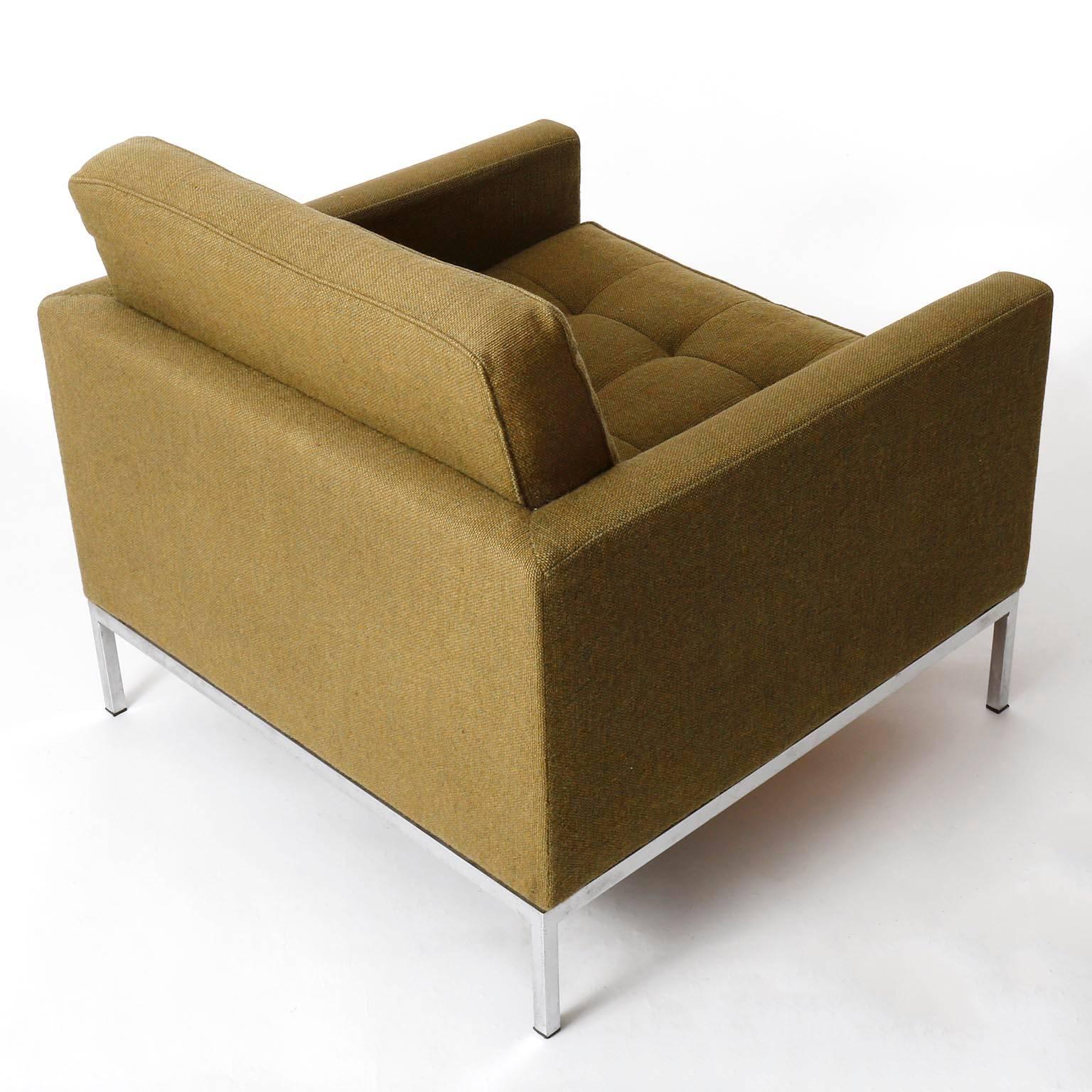 Wool Set of Six Green Florence Knoll Lounge Chairs 1205 S1, Knoll International, 1954