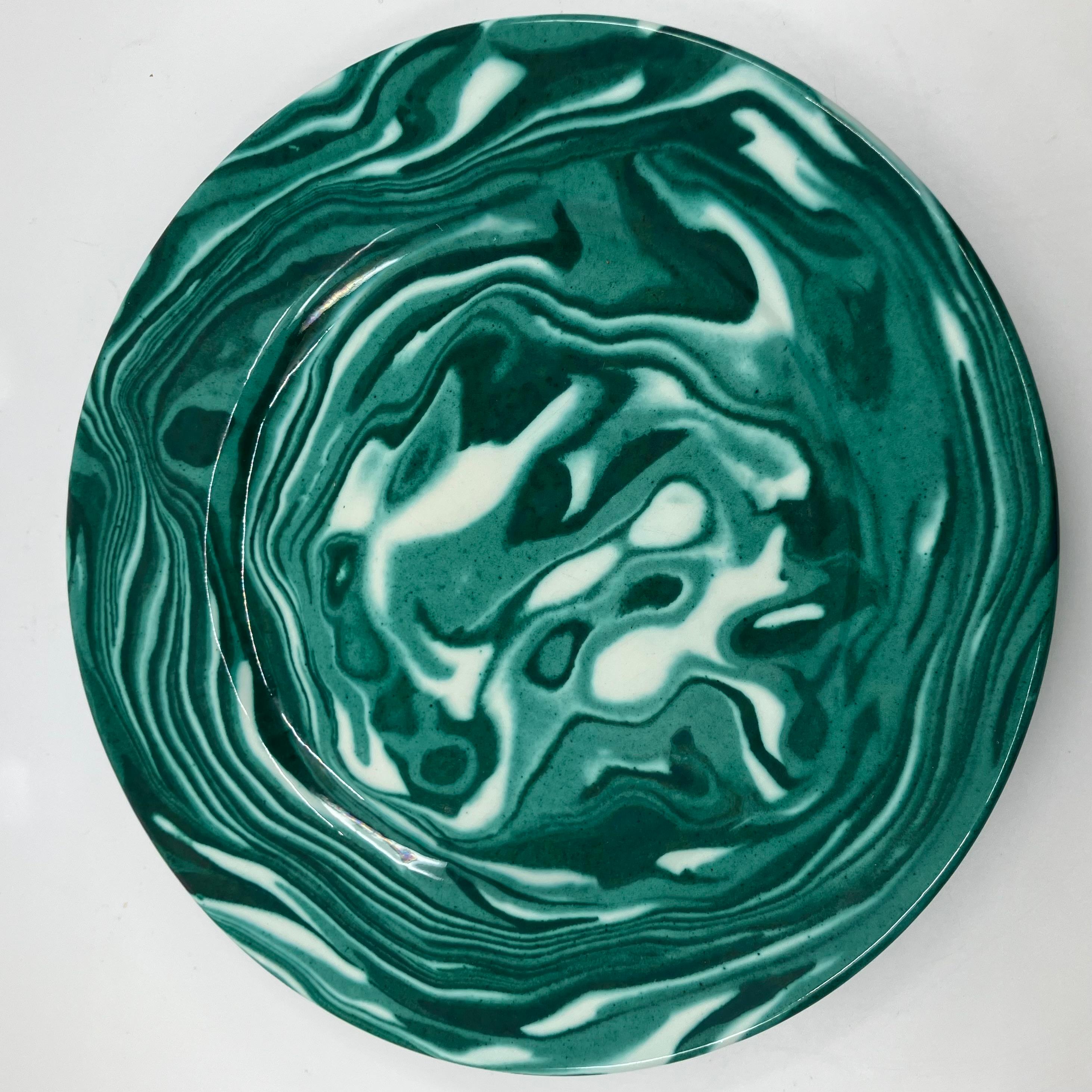 italien Set of Six Malachite Plates en vente