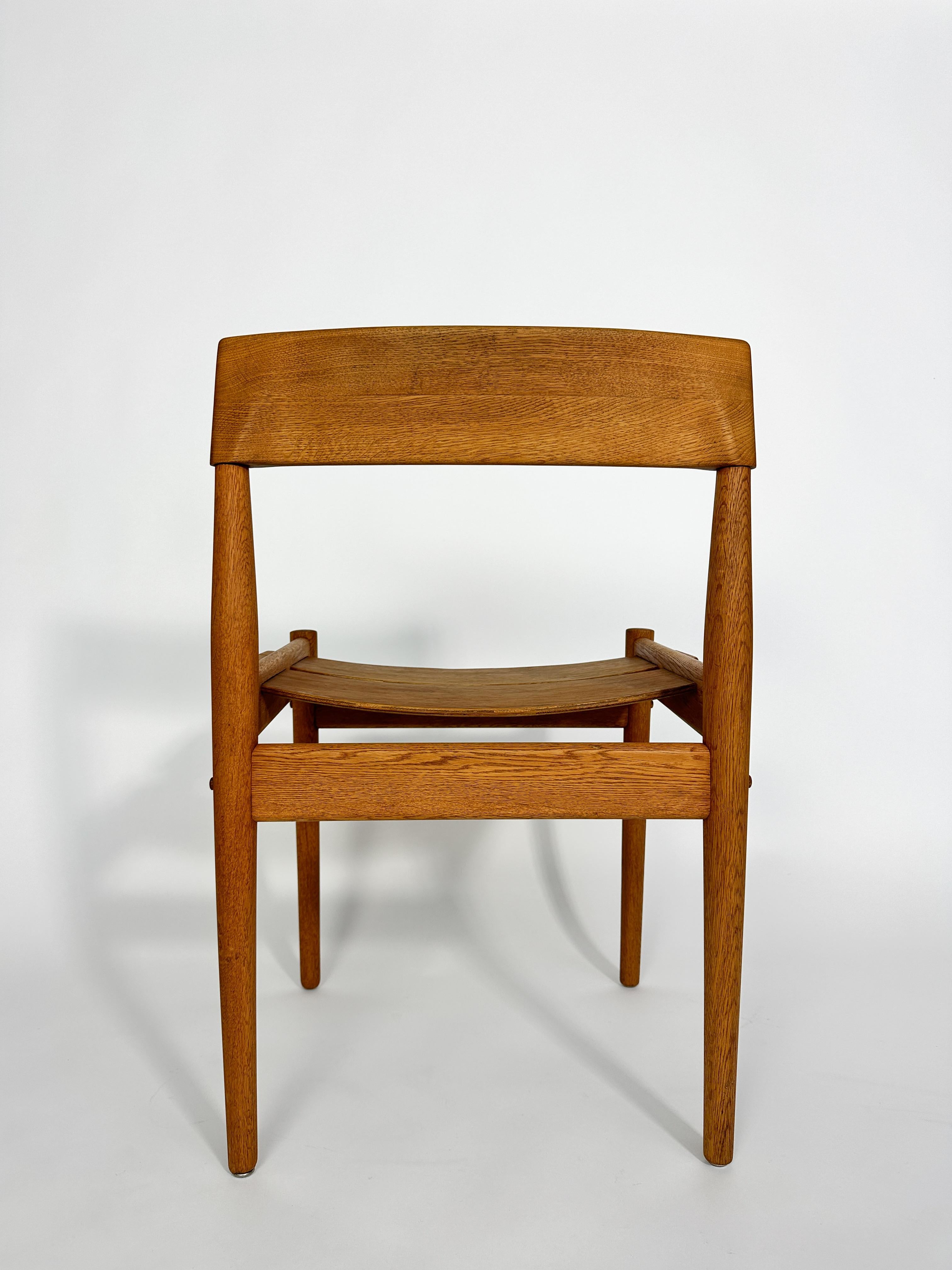 Set of Six Grete Jalk Chairs Oak Poul Jeppesen Denmark 1950s Plywood For Sale 3