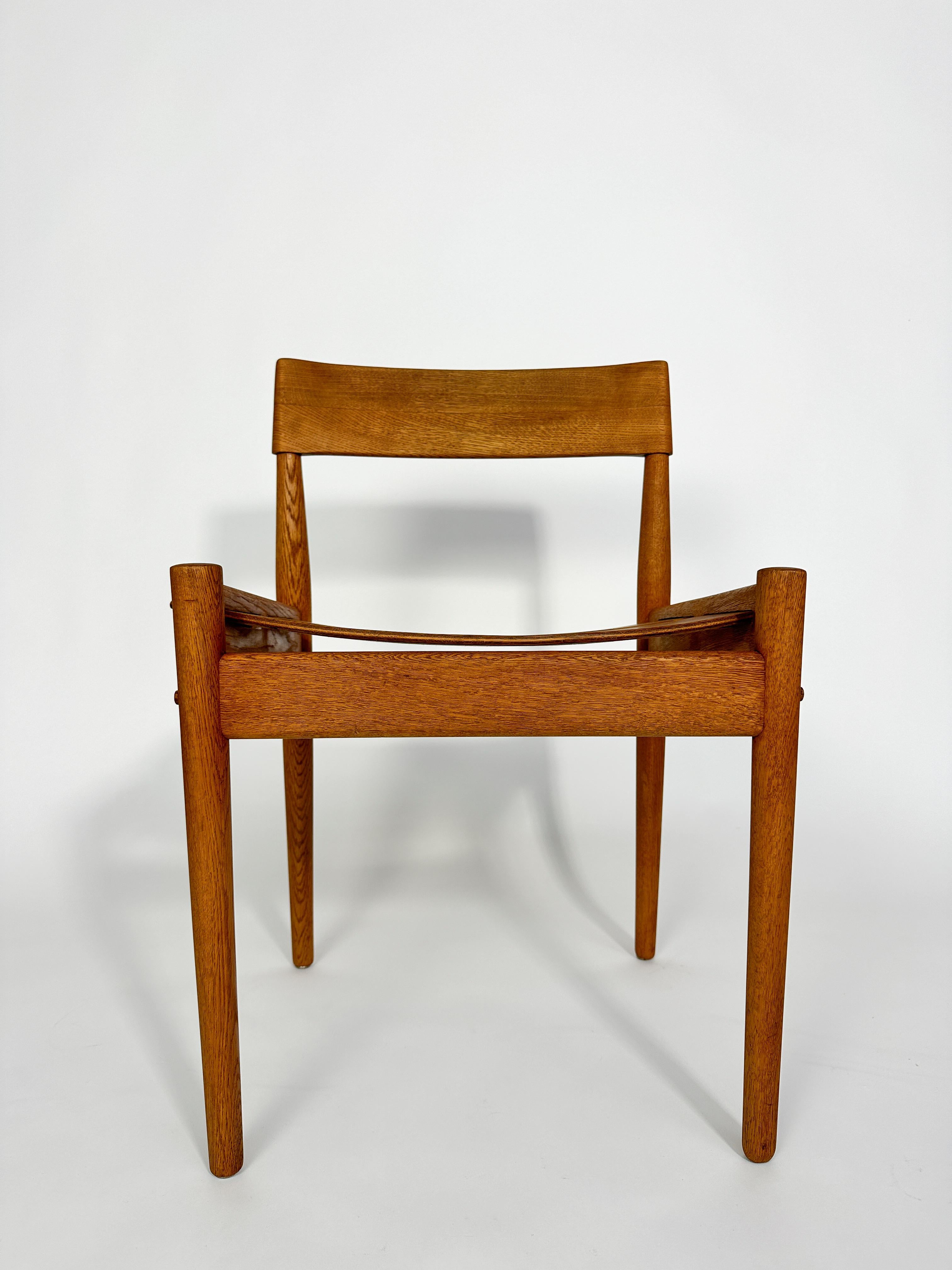 Set of Six Grete Jalk Chairs Oak Poul Jeppesen Denmark 1950s Plywood For Sale 3