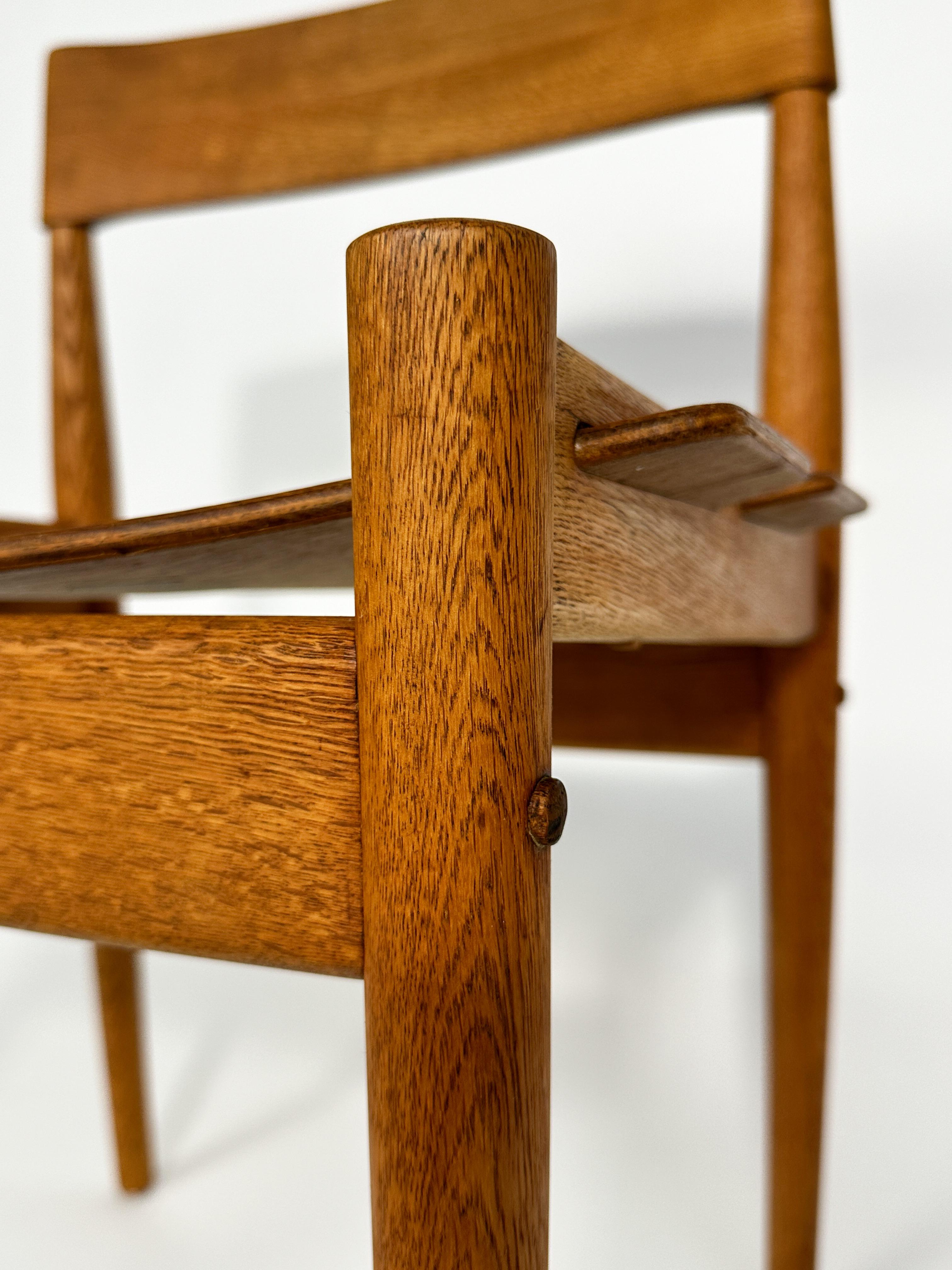 Set of Six Grete Jalk Chairs Oak Poul Jeppesen Denmark 1950s Plywood For Sale 4