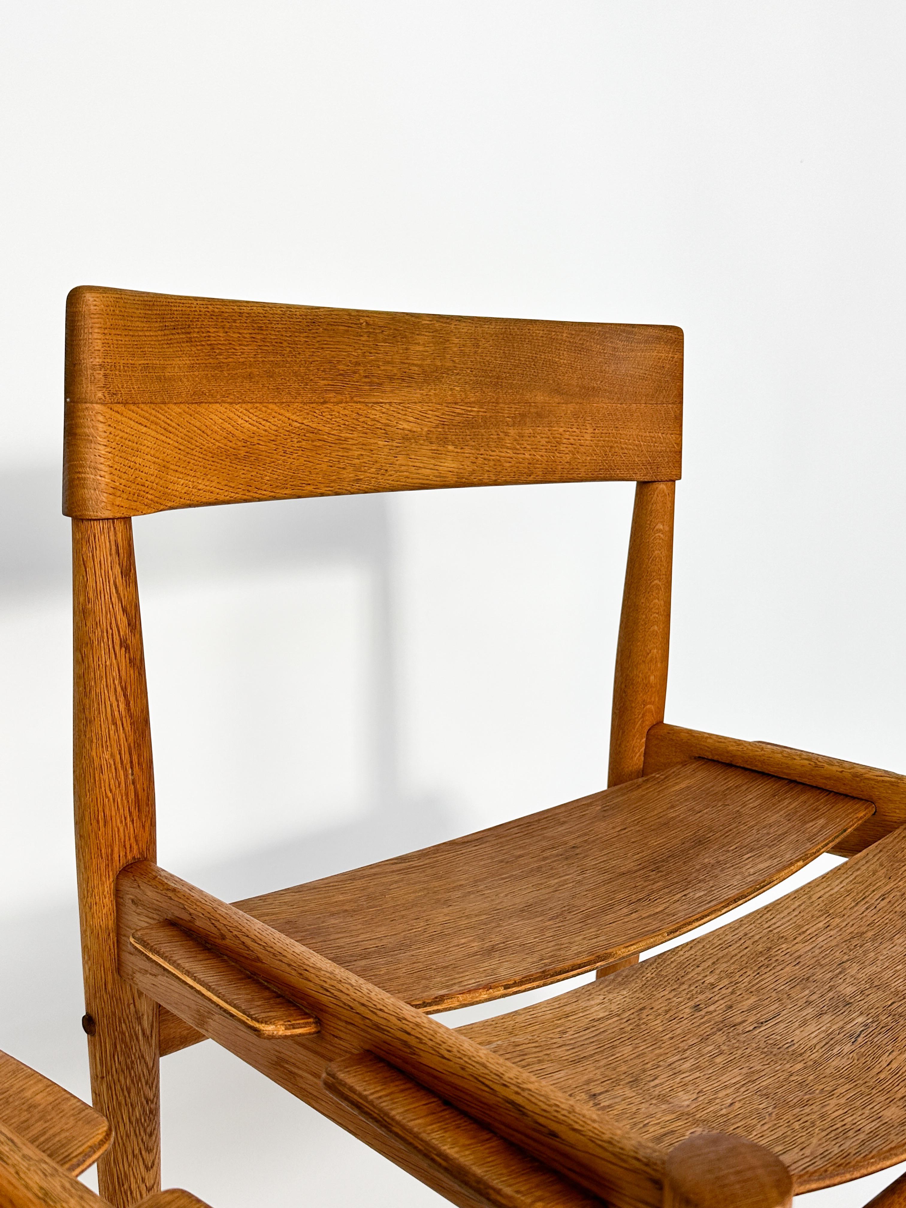 Set of Six Grete Jalk Chairs Oak Poul Jeppesen Denmark 1950s Plywood For Sale 4