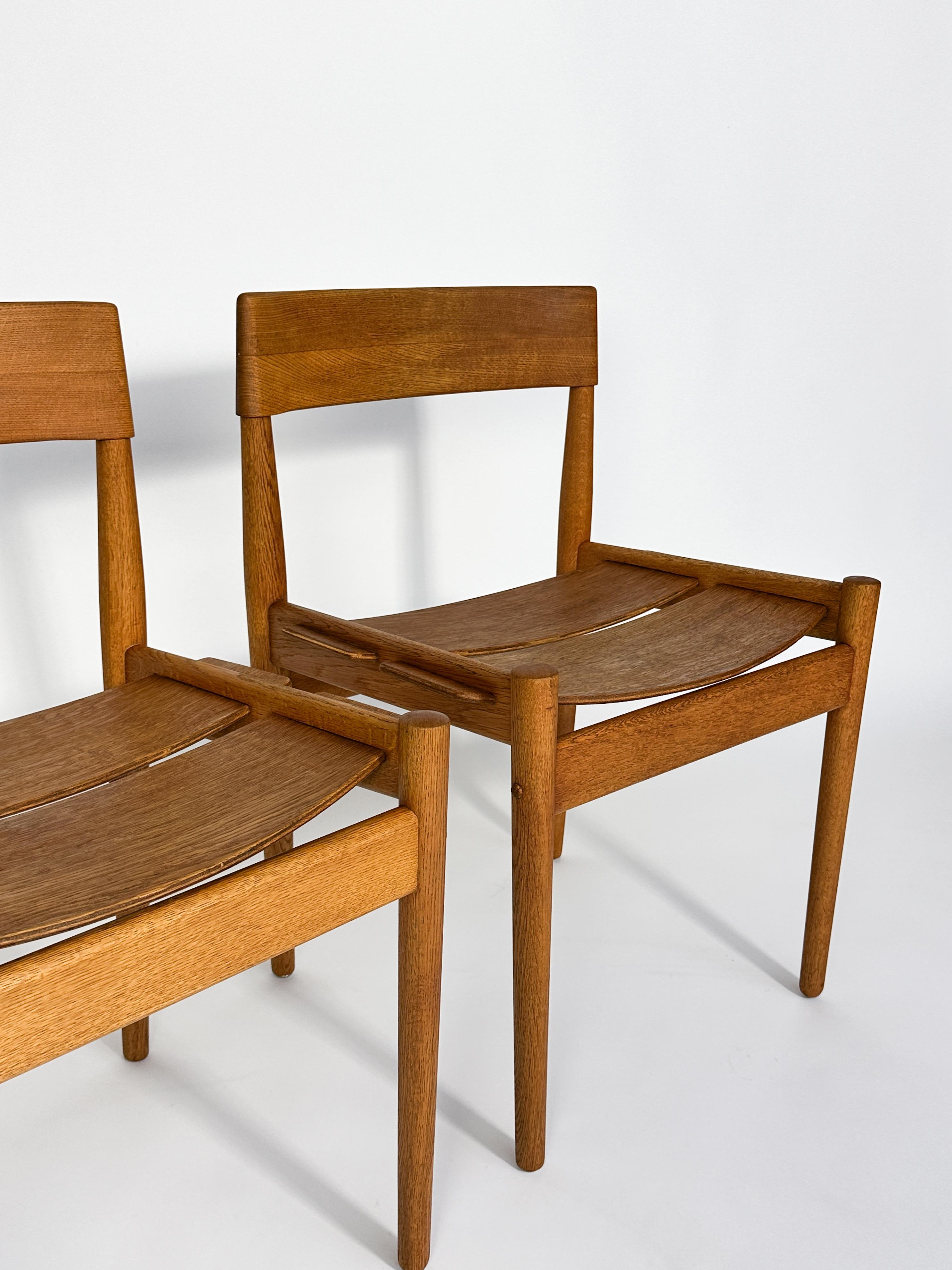 Set of Six Grete Jalk Chairs Oak Poul Jeppesen Denmark 1950s Plywood For Sale 5