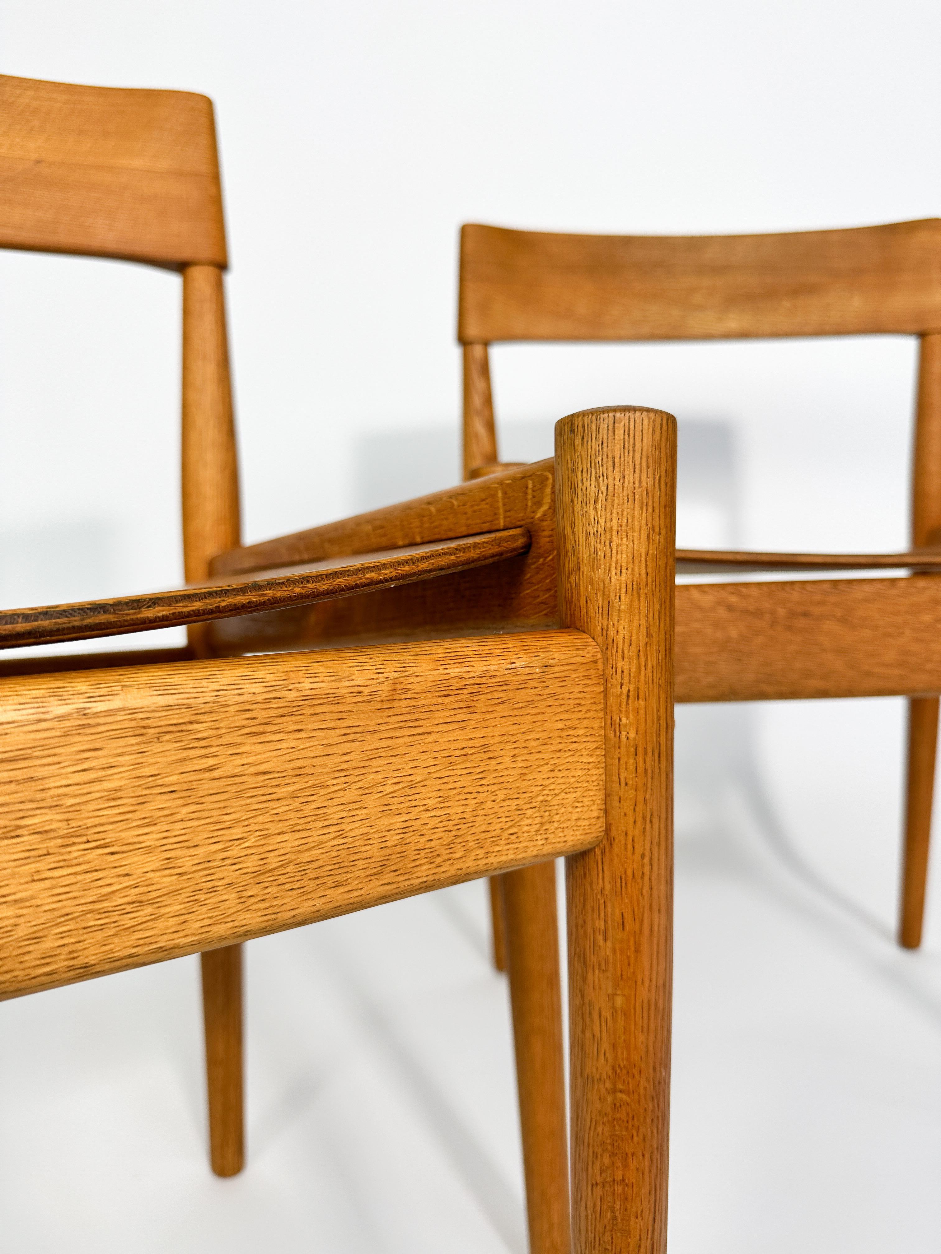 Set of Six Grete Jalk Chairs Oak Poul Jeppesen Denmark 1950s Plywood For Sale 6