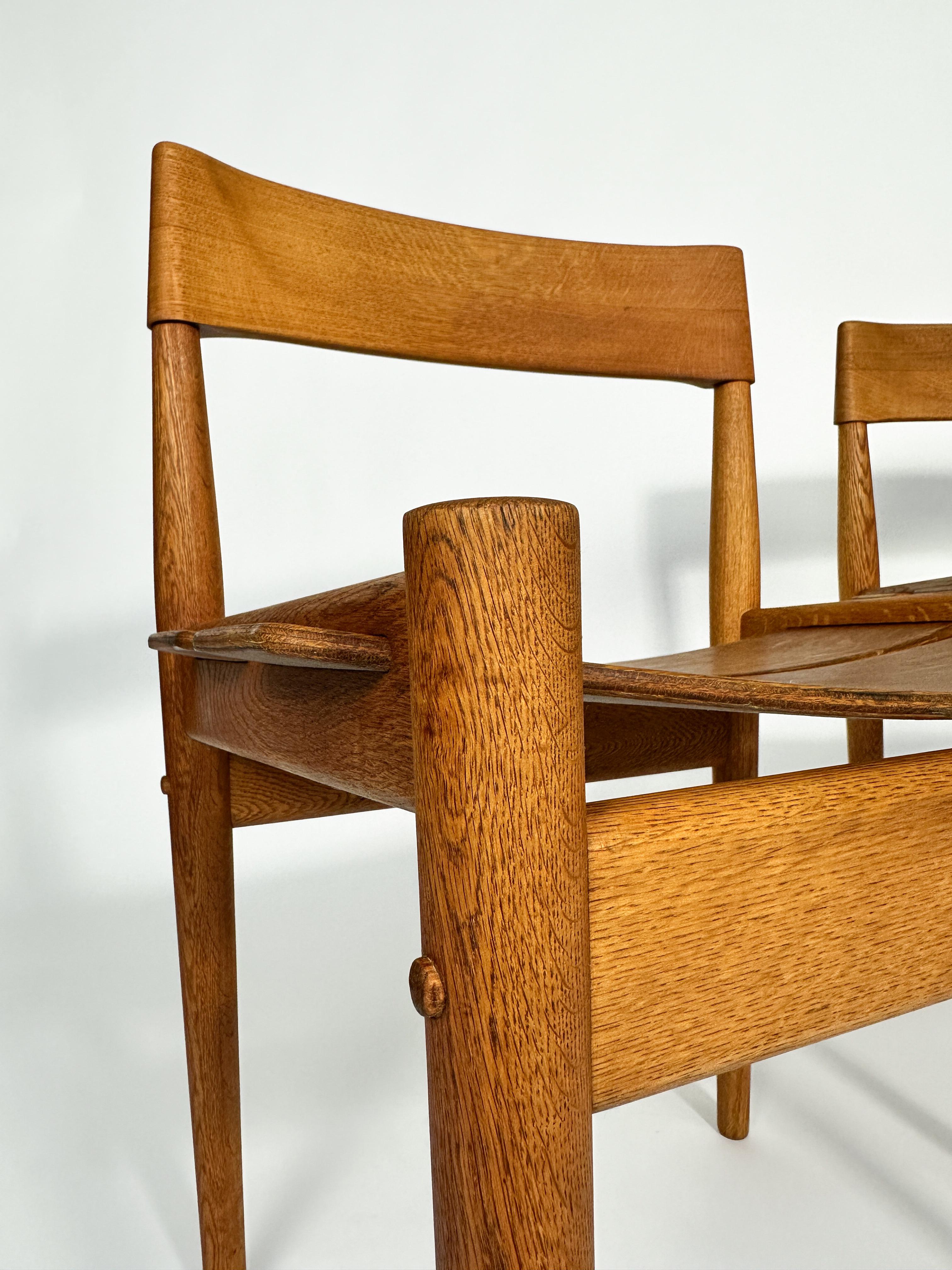Set of Six Grete Jalk Chairs Oak Poul Jeppesen Denmark 1950s Plywood For Sale 7