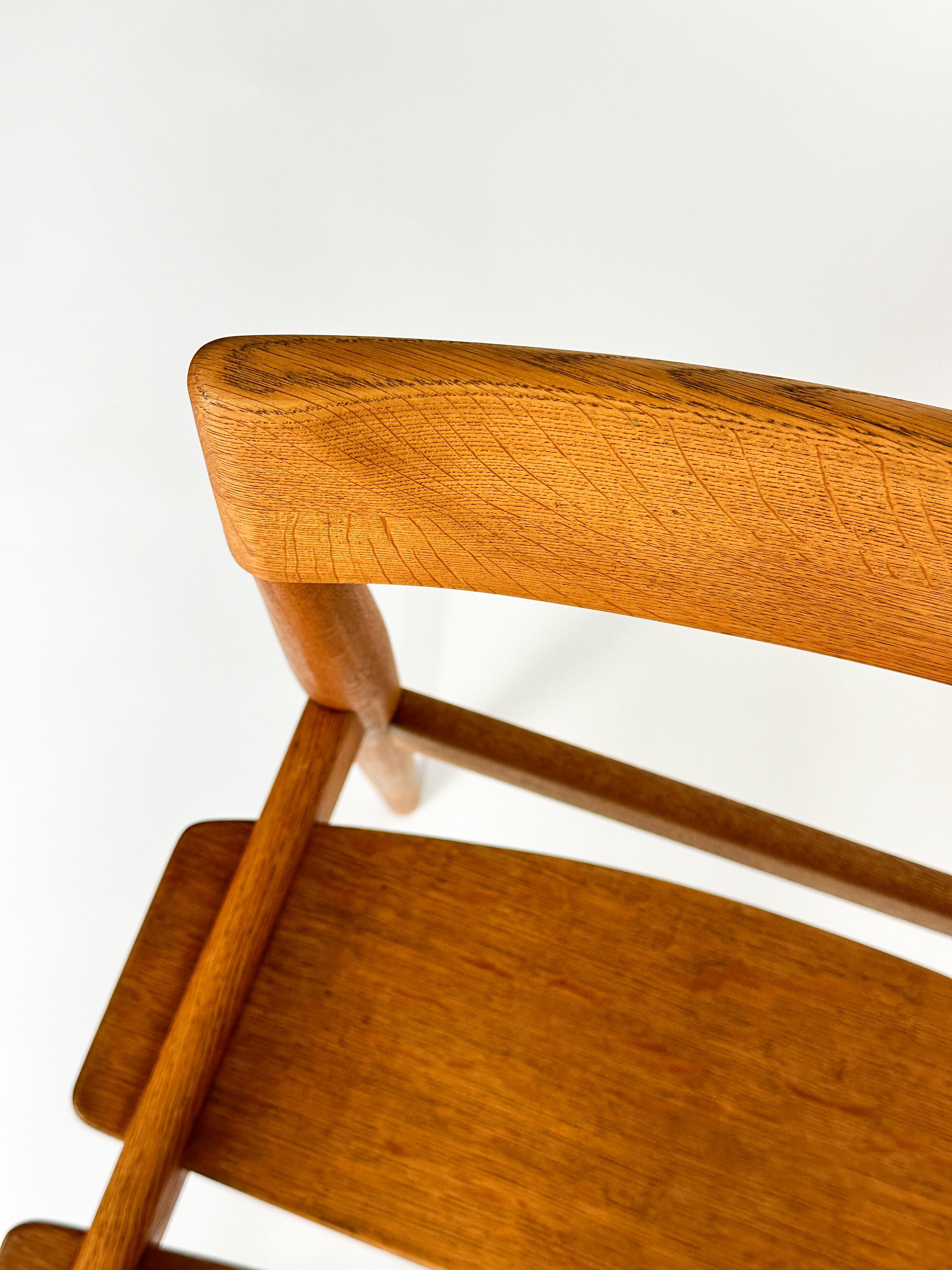 Set of Six Grete Jalk Chairs Oak Poul Jeppesen Denmark 1950s Plywood For Sale 8