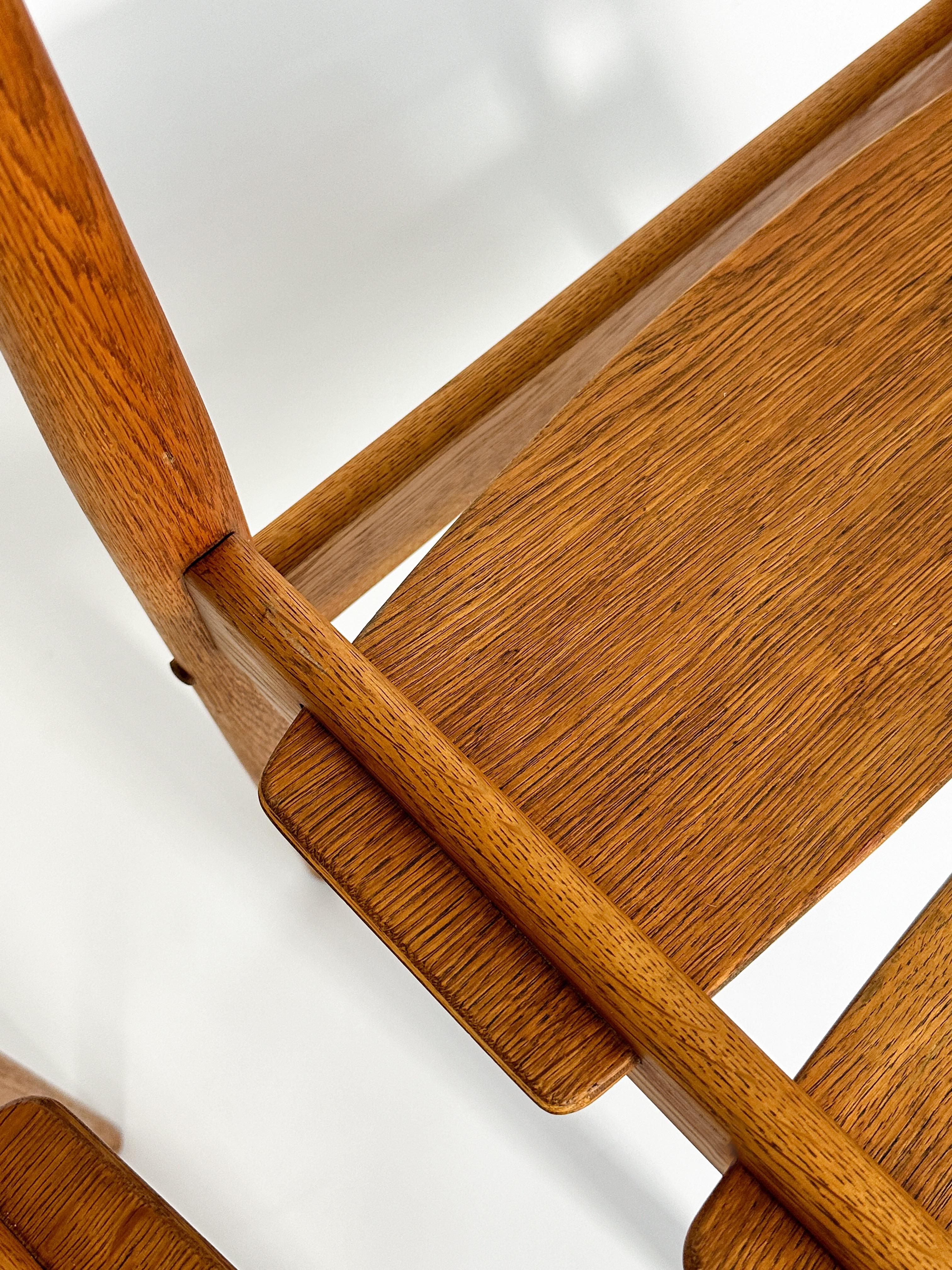 Set of Six Grete Jalk Chairs Oak Poul Jeppesen Denmark 1950s Plywood For Sale 9