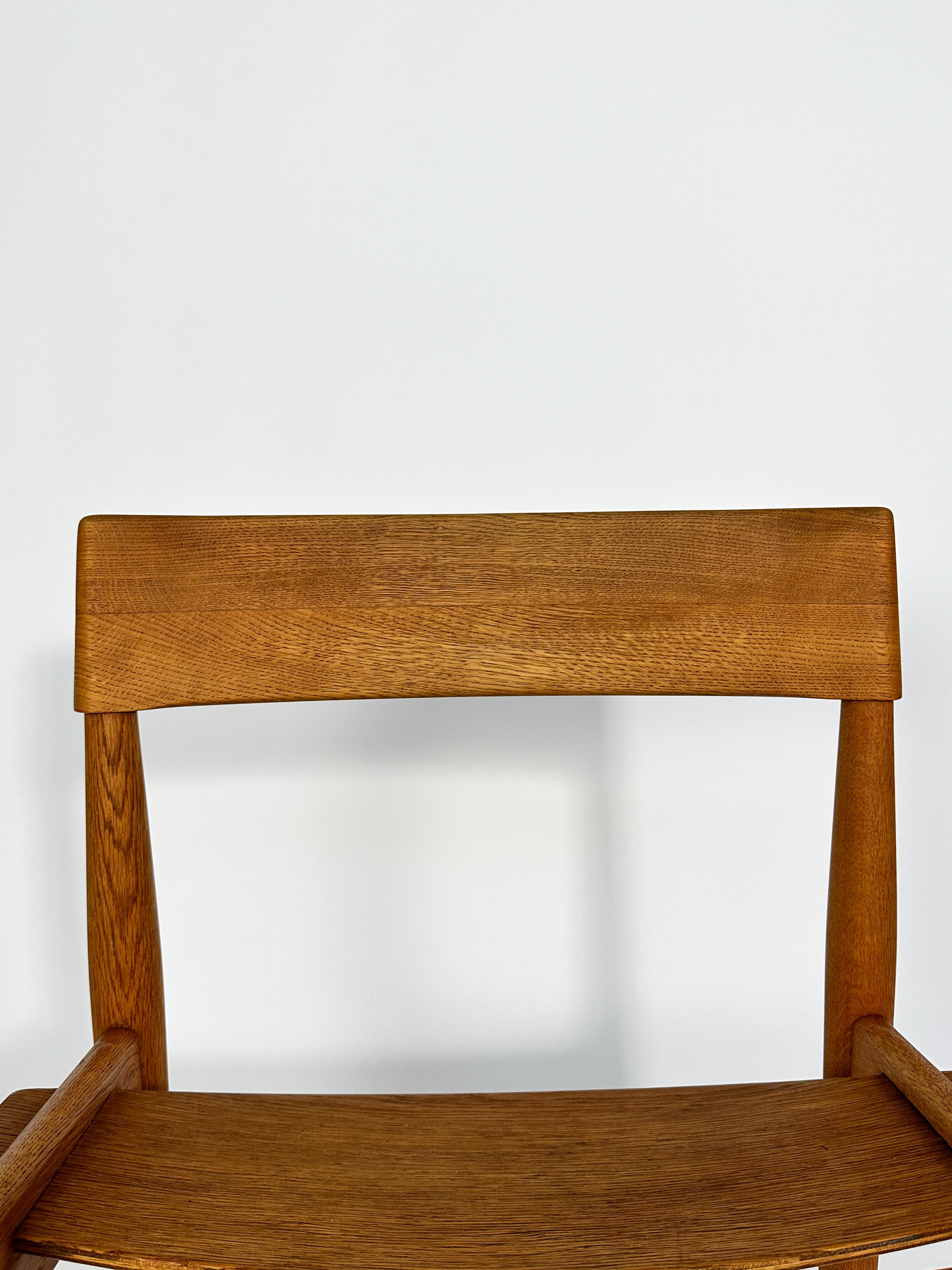 Set of Six Grete Jalk Chairs Oak Poul Jeppesen Denmark 1950s Plywood For Sale 11