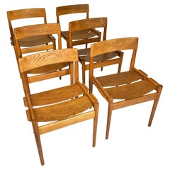 Set of Six Grete Jalk Chairs Oak Poul Jeppesen Denmark 1950s Plywood