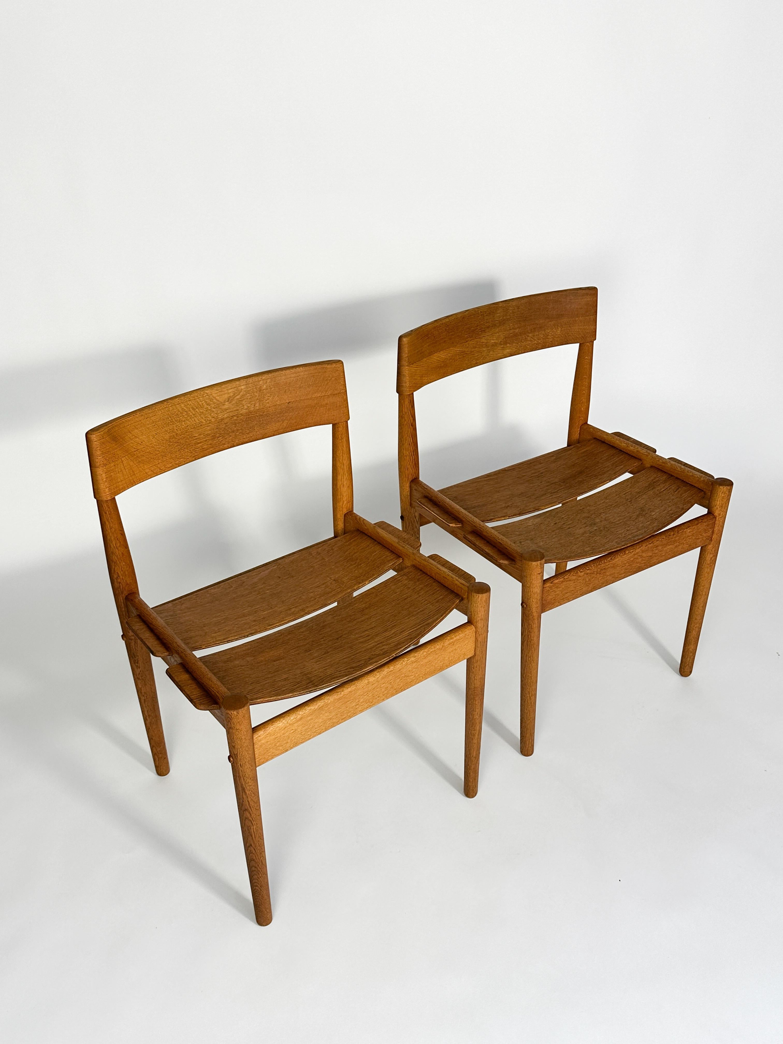 Danish Set of Six Grete Jalk Chairs Oak Poul Jeppesen Denmark 1950s Plywood For Sale