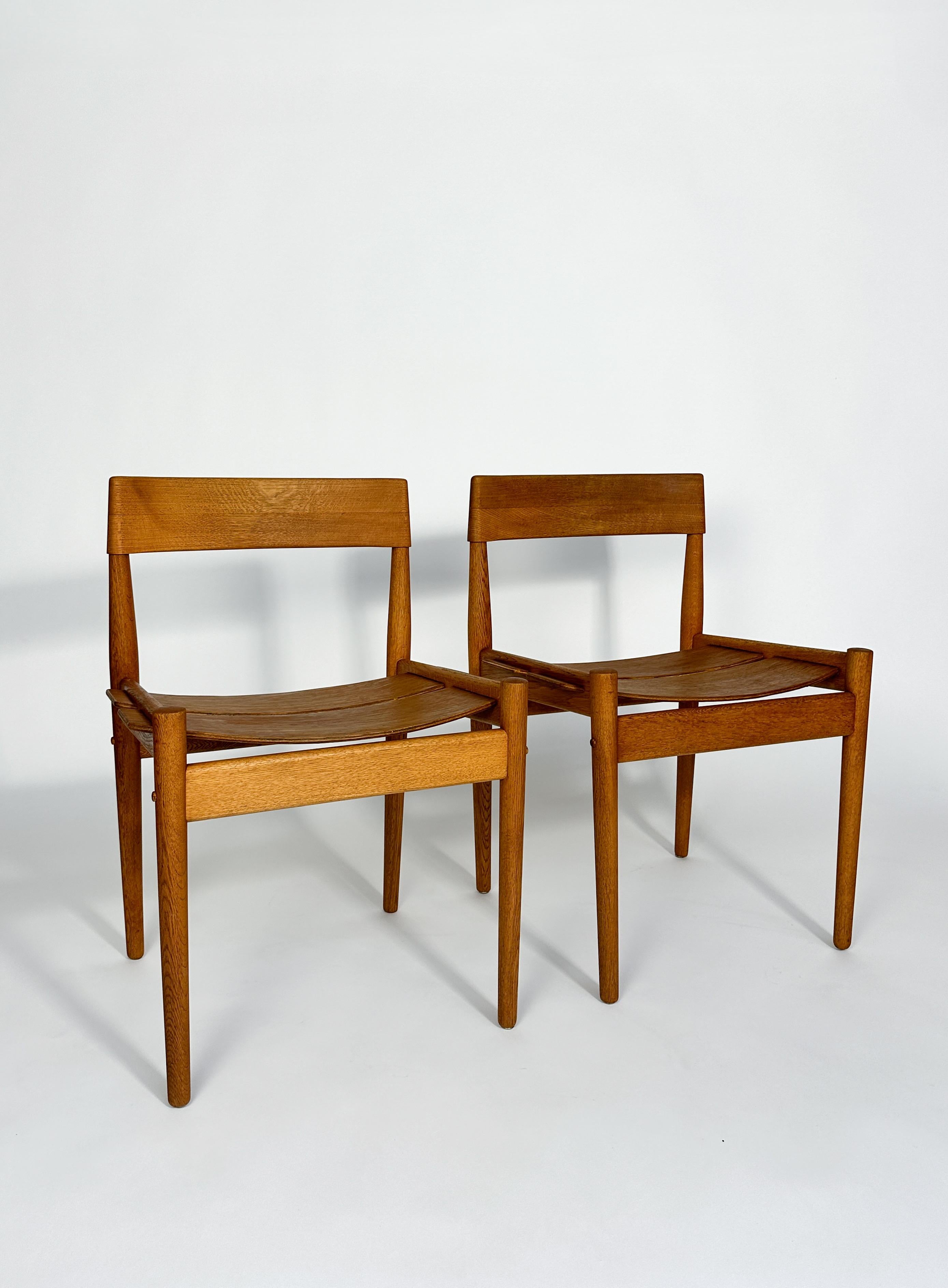 Hand-Crafted Set of Six Grete Jalk Chairs Oak Poul Jeppesen Denmark 1950s Plywood For Sale
