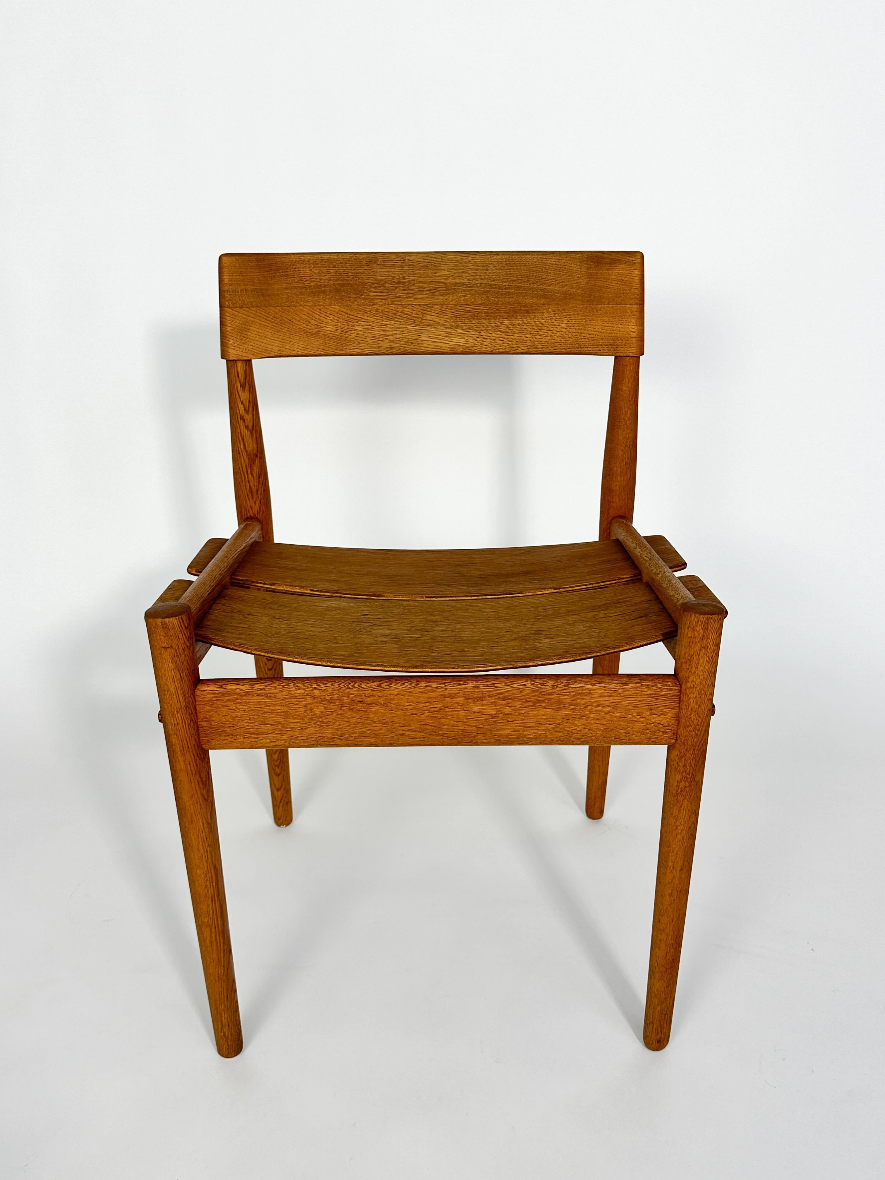 Mid-20th Century Set of Six Grete Jalk Chairs Oak Poul Jeppesen Denmark 1950s Plywood For Sale