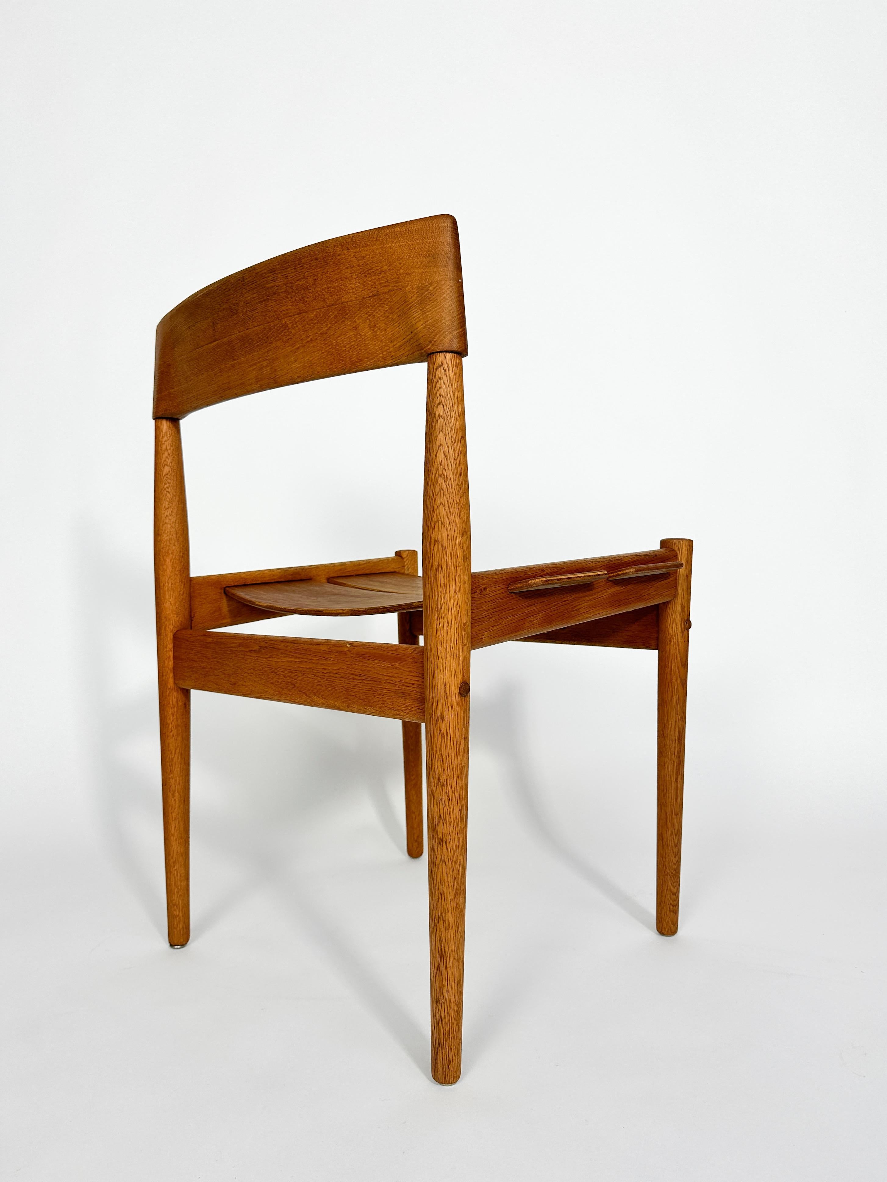 Set of Six Grete Jalk Chairs Oak Poul Jeppesen Denmark 1950s Plywood For Sale 2