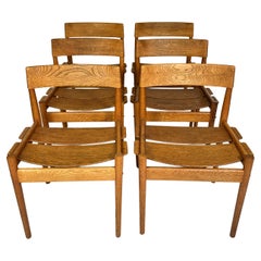 Set aus sechs Grete Jalk-Stühlen aus Eiche, Poul Jeppesen, Dänemark, 1950er Jahre, Sperrholz