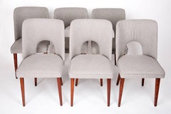 Set of Six Mid Century Grey-Beige "Shell" Chairs, Europe, 1960s.
