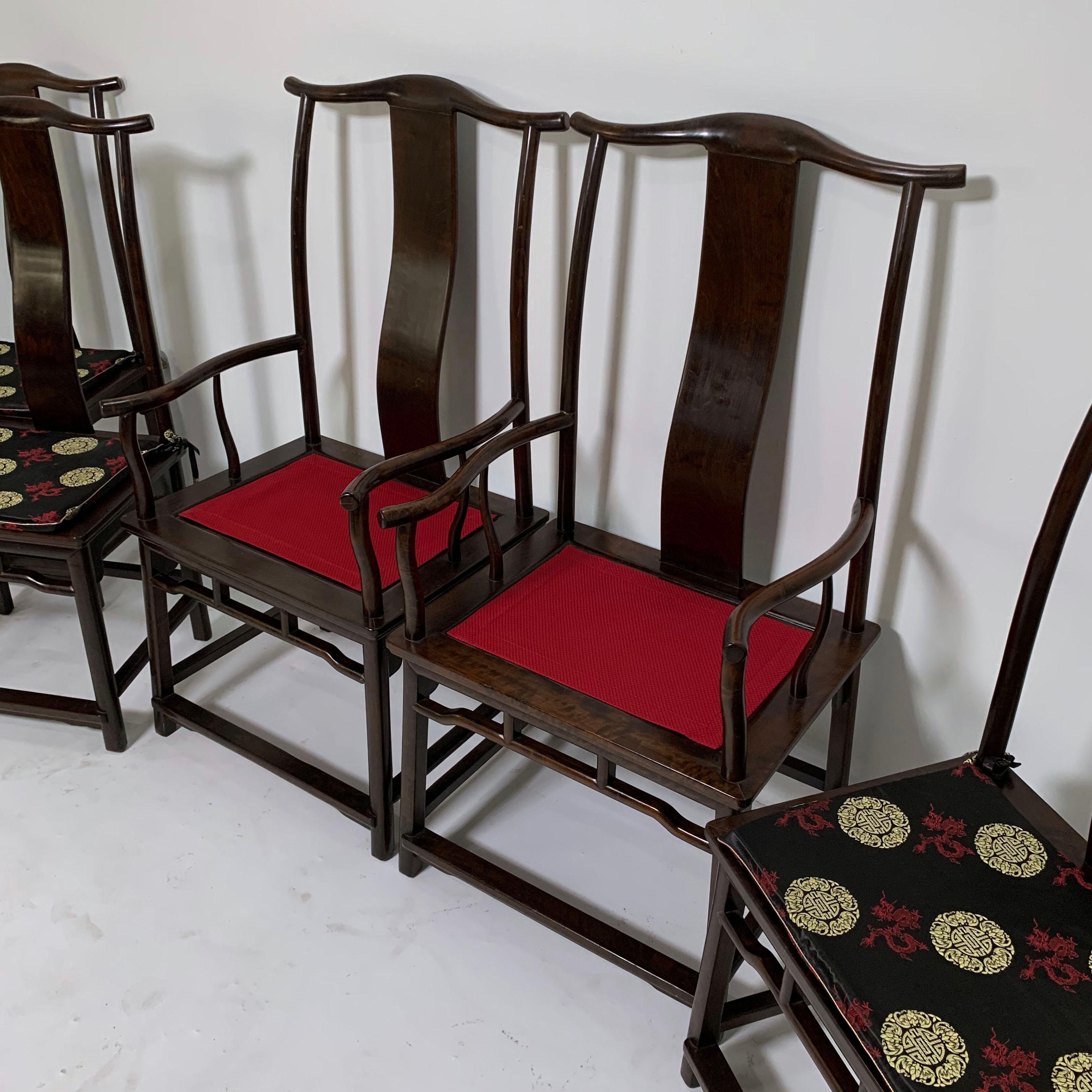 Ming Set of Six Guanmaoyi Yokeback Dining Chairs, circa 1960s For Sale