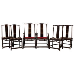 Set of Six Guanmaoyi Yokeback Dining Chairs, circa 1960s