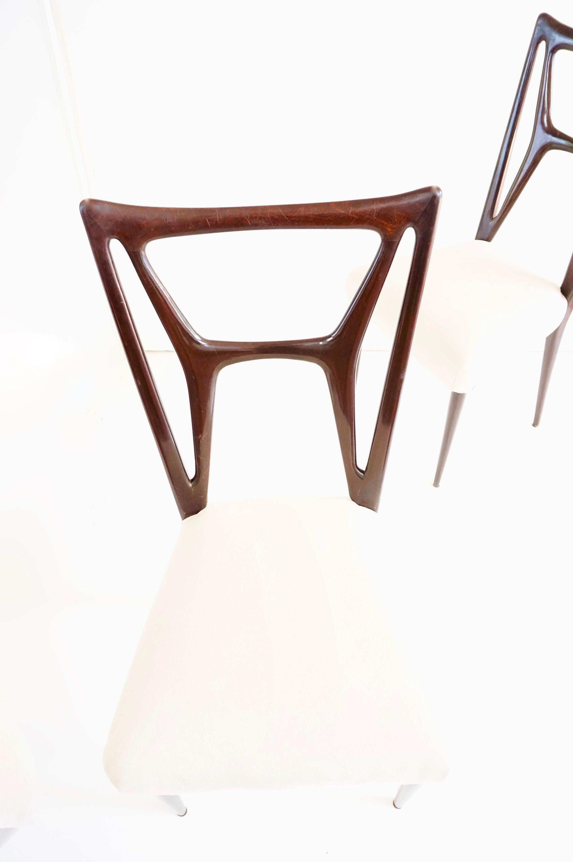 Ensemble de six chaises de salle à manger de Guglielmo Ulrich att.  Forme H, velours, 1940 en vente 2