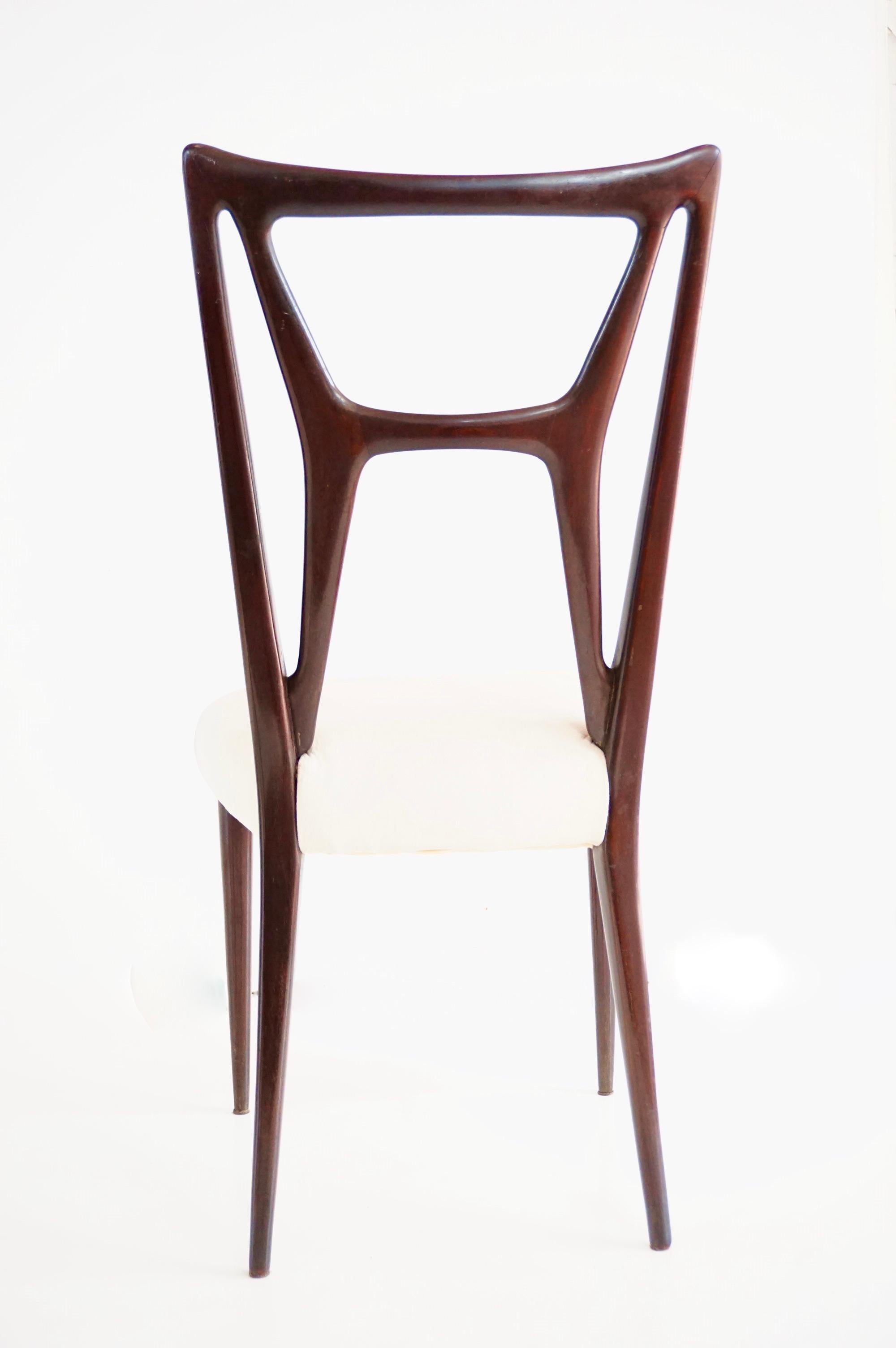 Ensemble de six chaises de salle à manger de Guglielmo Ulrich att.  Forme H, velours, 1940 en vente 3
