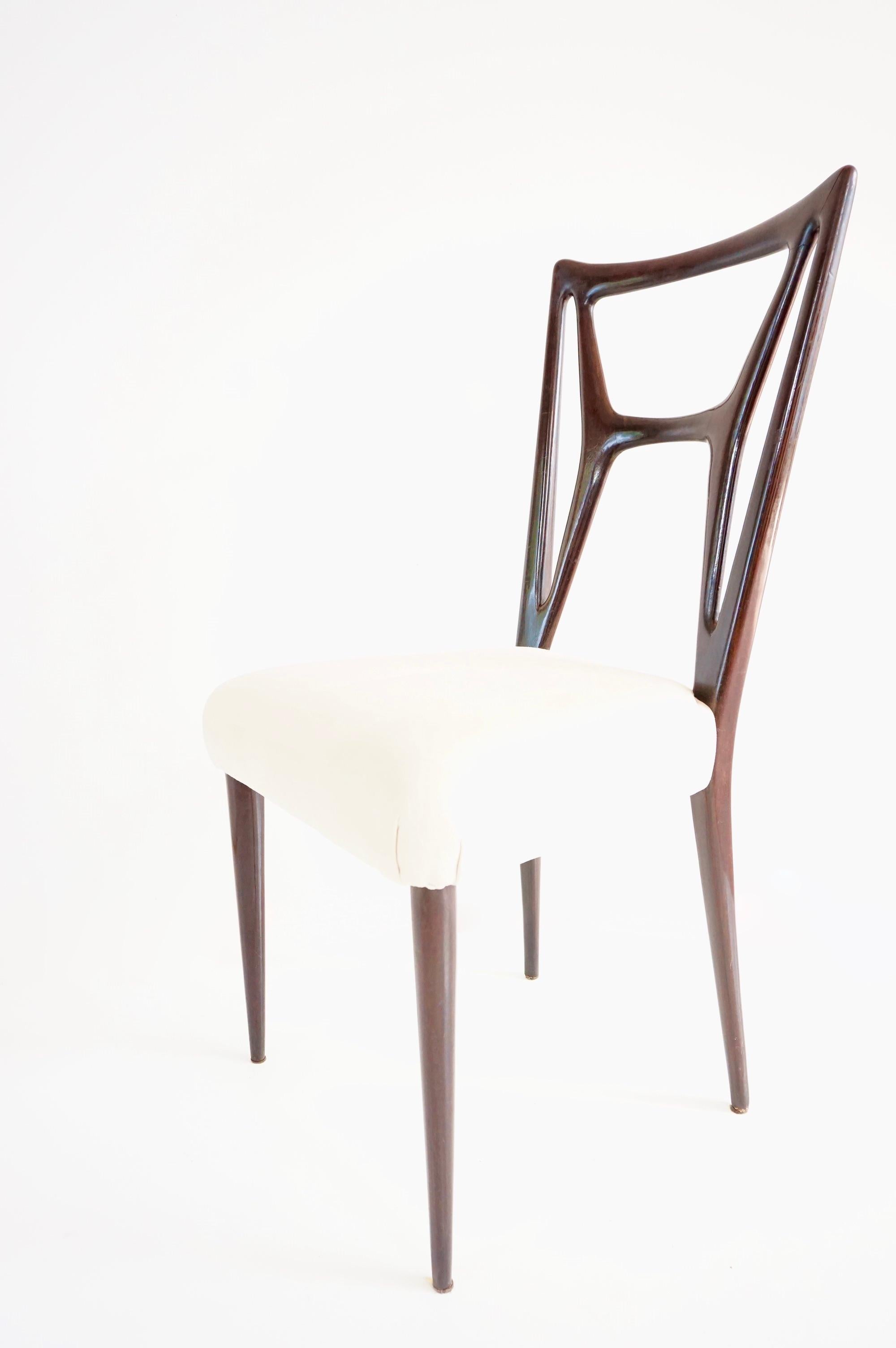 Ensemble de six chaises de salle à manger de Guglielmo Ulrich att.  Forme H, velours, 1940 en vente 5