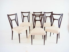 set of six Guglielmo Ulrich att. dining chairs, bentwood  H shape, velvet, 1940