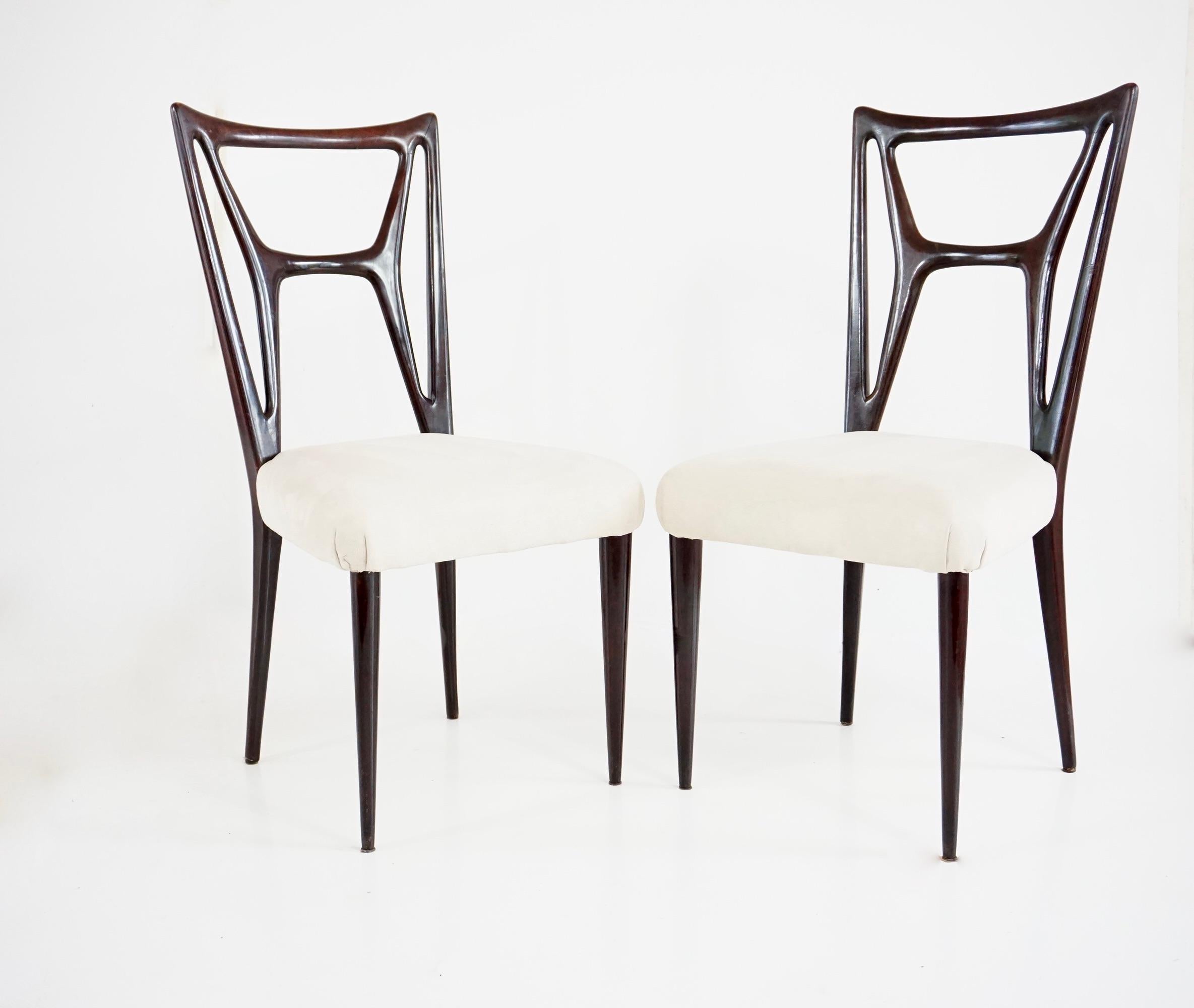 Art déco Ensemble de six chaises de salle à manger de Guglielmo Ulrich att.  Forme H, velours, 1940 en vente