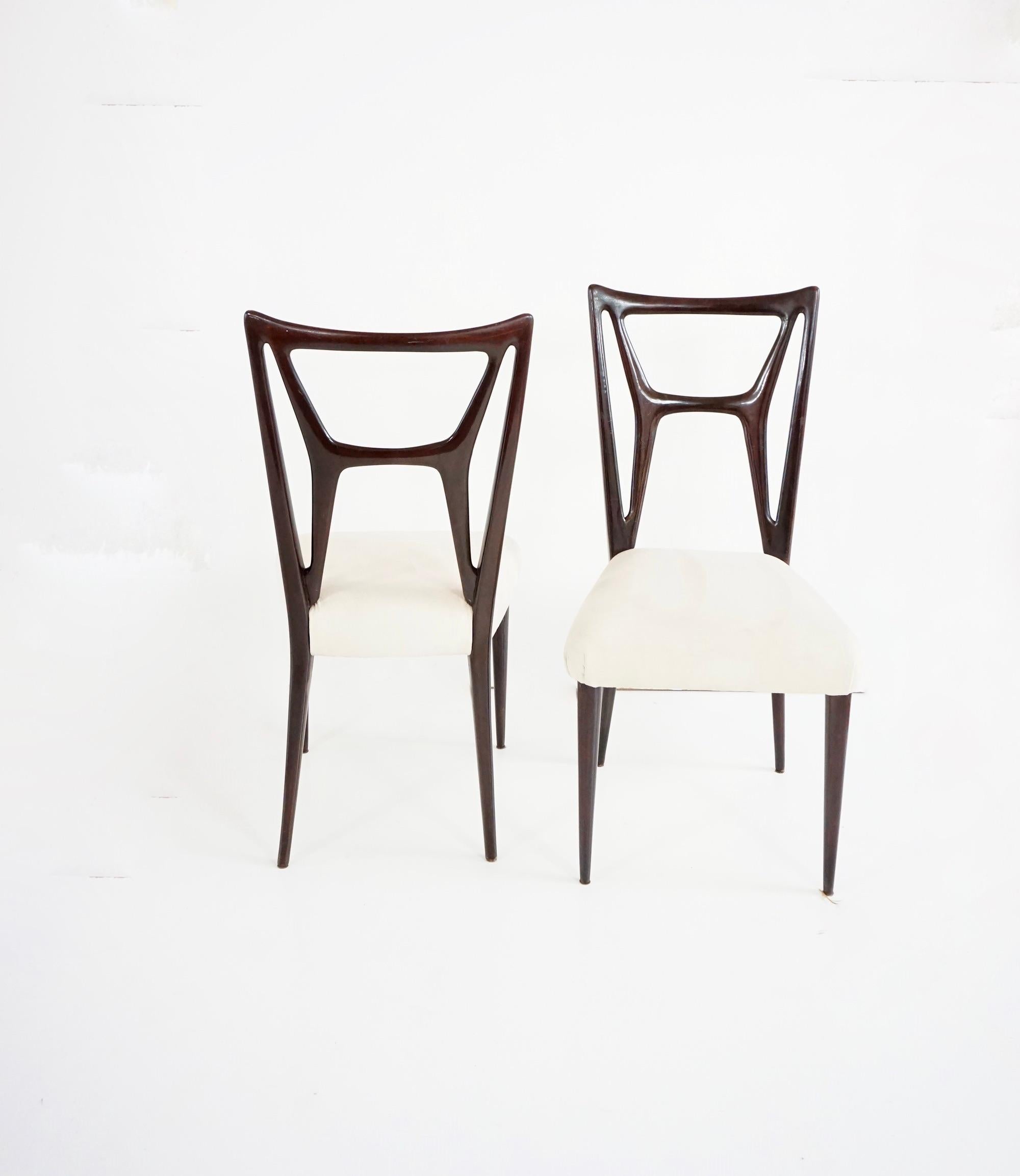 Ensemble de six chaises de salle à manger de Guglielmo Ulrich att.  Forme H, velours, 1940 Bon état - En vente à Rome, IT