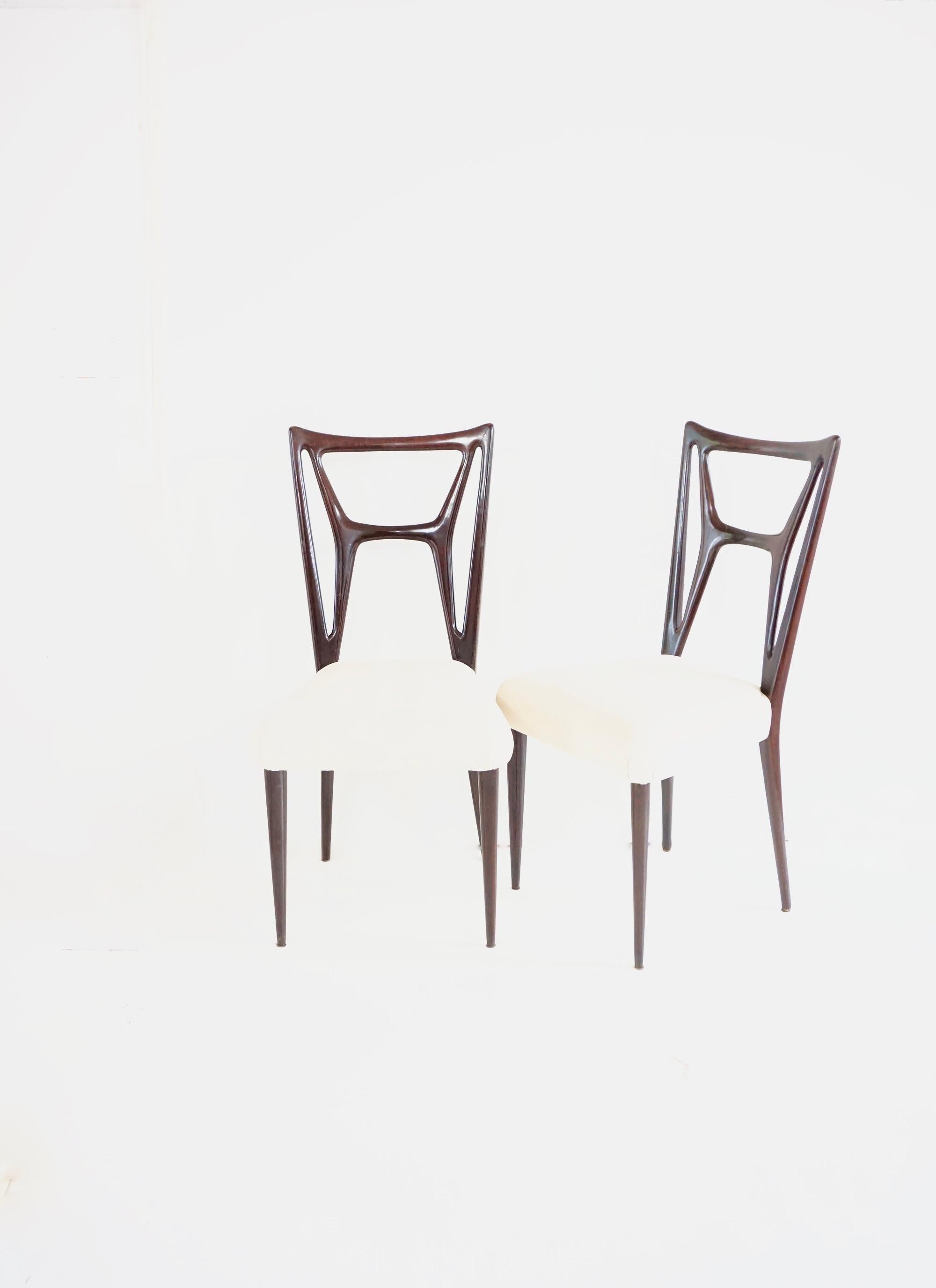Milieu du XXe siècle Ensemble de six chaises de salle à manger de Guglielmo Ulrich att.  Forme H, velours, 1940 en vente