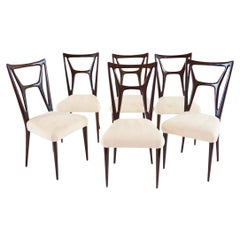 set of six Guglielmo Ulrich att. dining chairs, bentwood  H shape, velvet, 1940