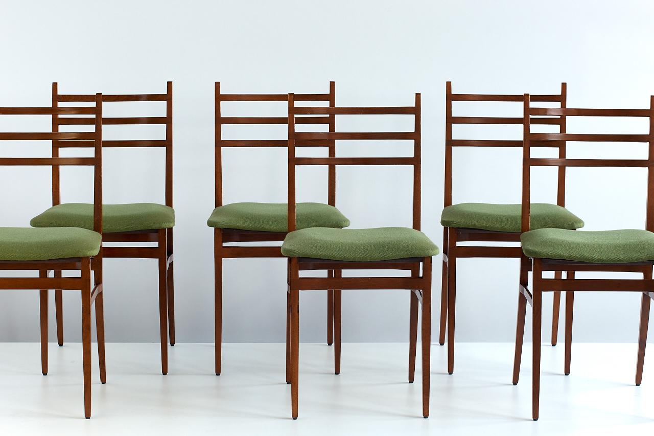 Set of Six Guglielmo Ulrich Trieste Dining Chairs for Saffa, Italy, 1961 2