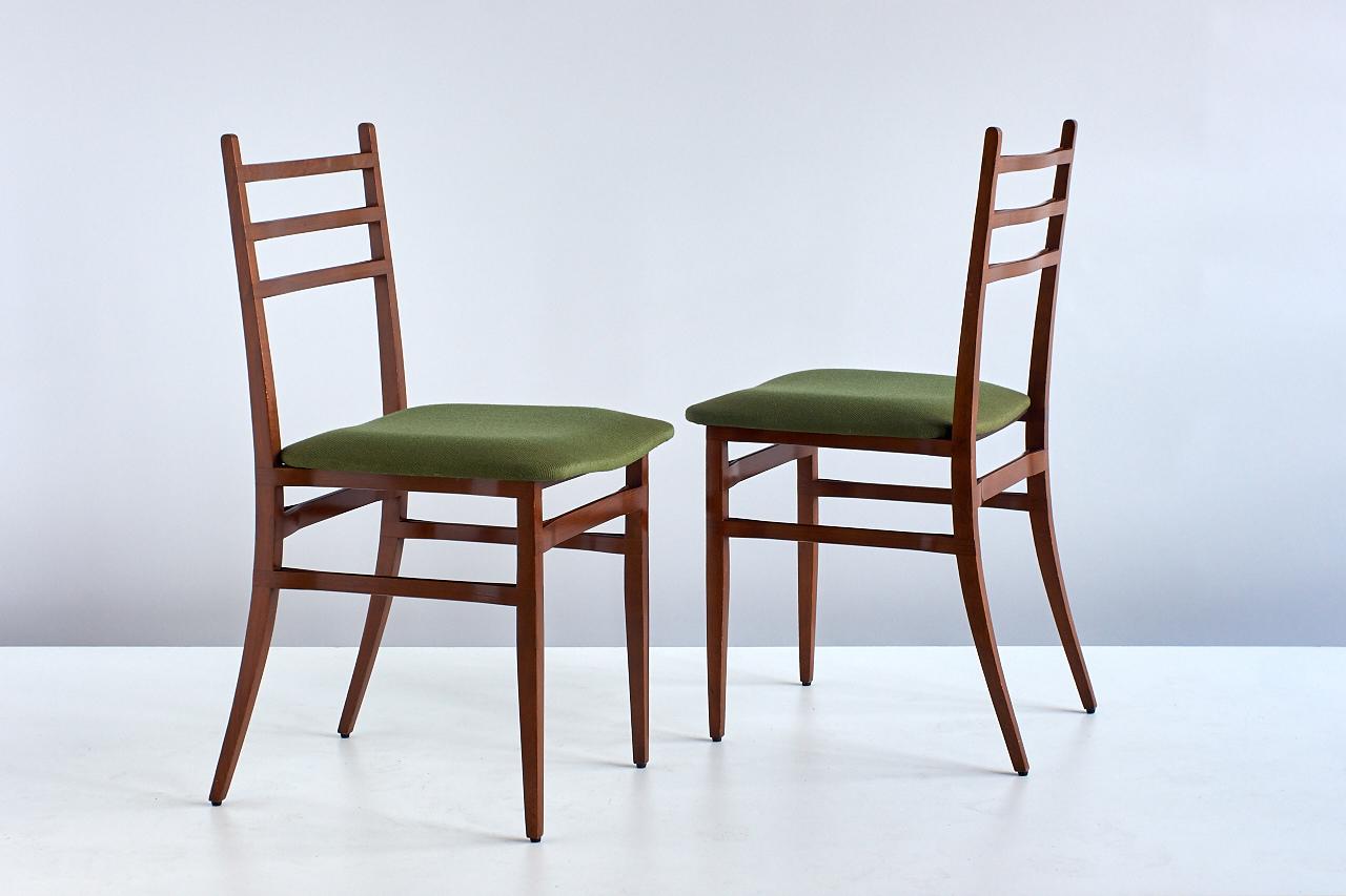 Italian Set of Six Guglielmo Ulrich Trieste Dining Chairs for Saffa, Italy, 1961
