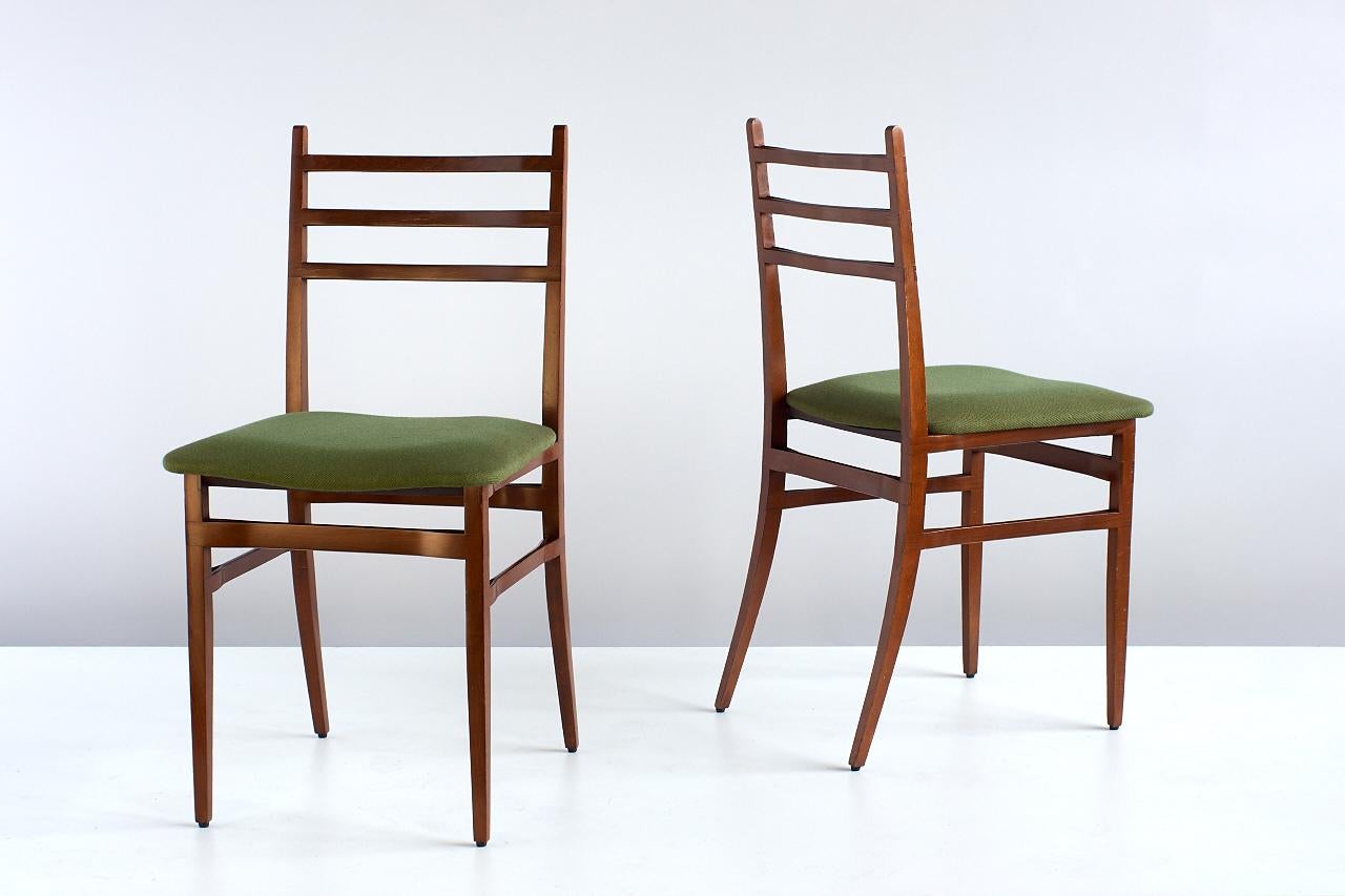 Lacquered Set of Six Guglielmo Ulrich Trieste Dining Chairs for Saffa, Italy, 1961