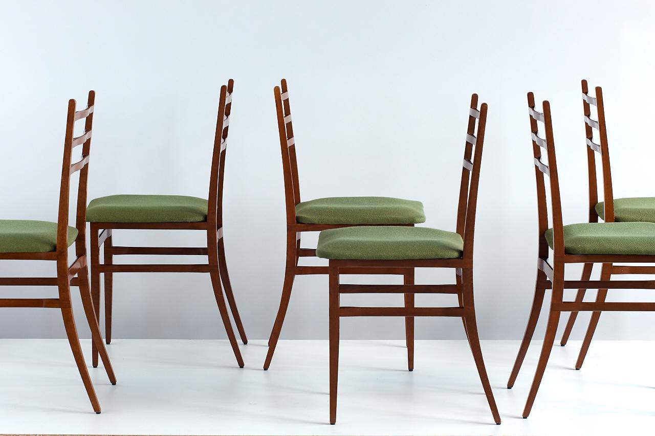 Set of Six Guglielmo Ulrich Trieste Dining Chairs for Saffa, Italy, 1961 1