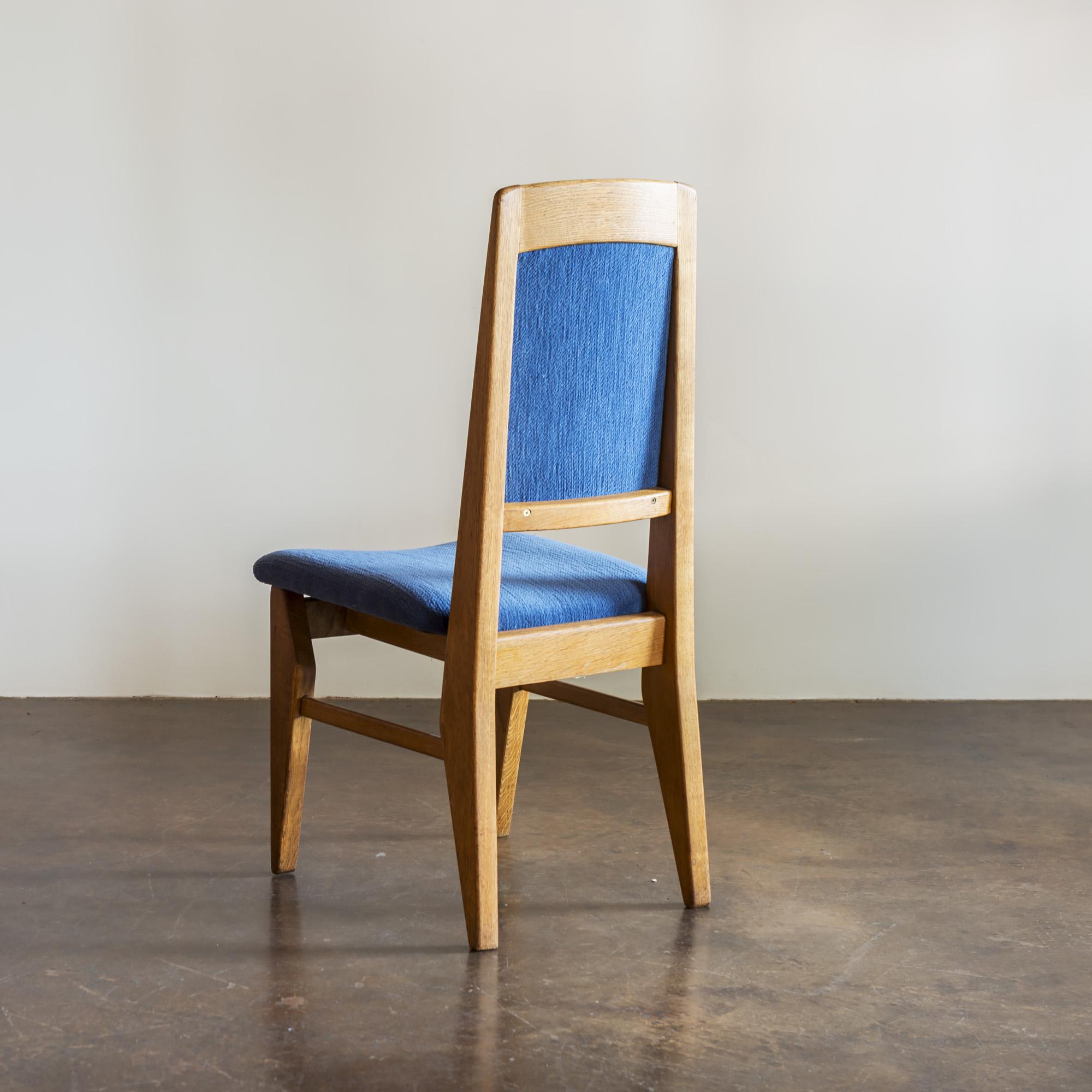 Mid-20th Century Set of Six Guillerme et Chambron Dining Chairs in Oak, France, 1960
