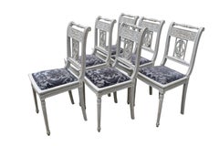 Set of Six Gustavian Directoire Style Painted Side Chairs